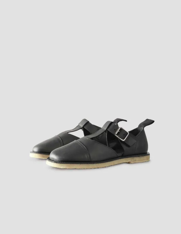 MHL. CREPE SOLE SANDALS | LEATHER | BLACK sold by Margaret Howell