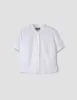 SHORT SLEEVE COLLARLESS SHIRT | WASHED COTTON | WHITE sold by Margaret Howell