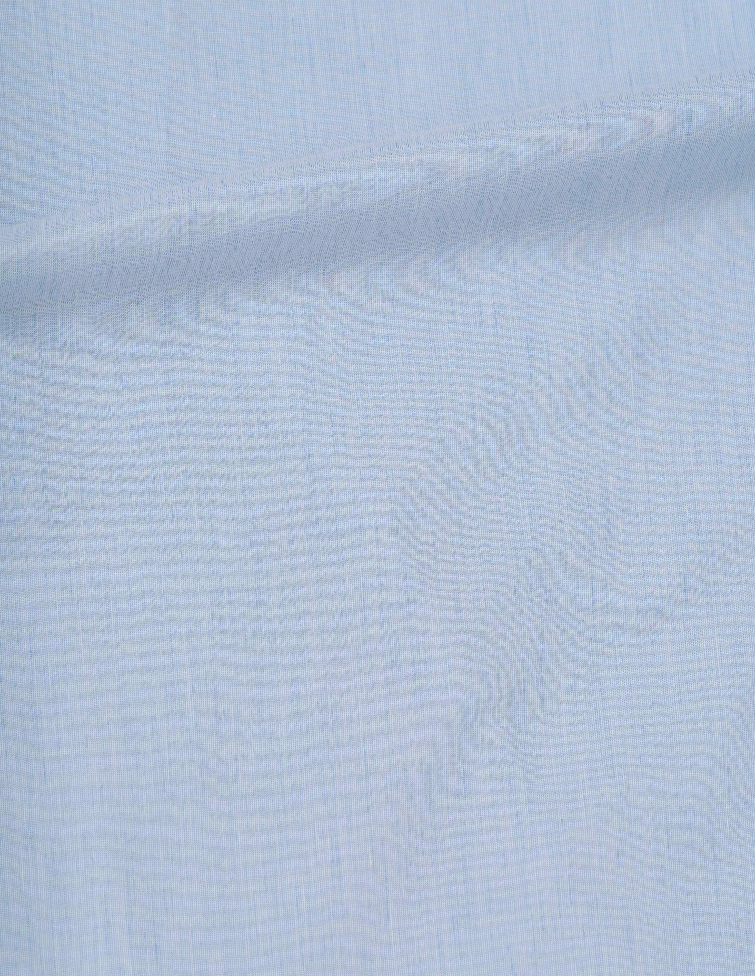 LONGLINE COLLARLESS SHIRT | END ON END COTTON LINEN | PALE BLUE sold by Margaret Howell product image thumbnail 5