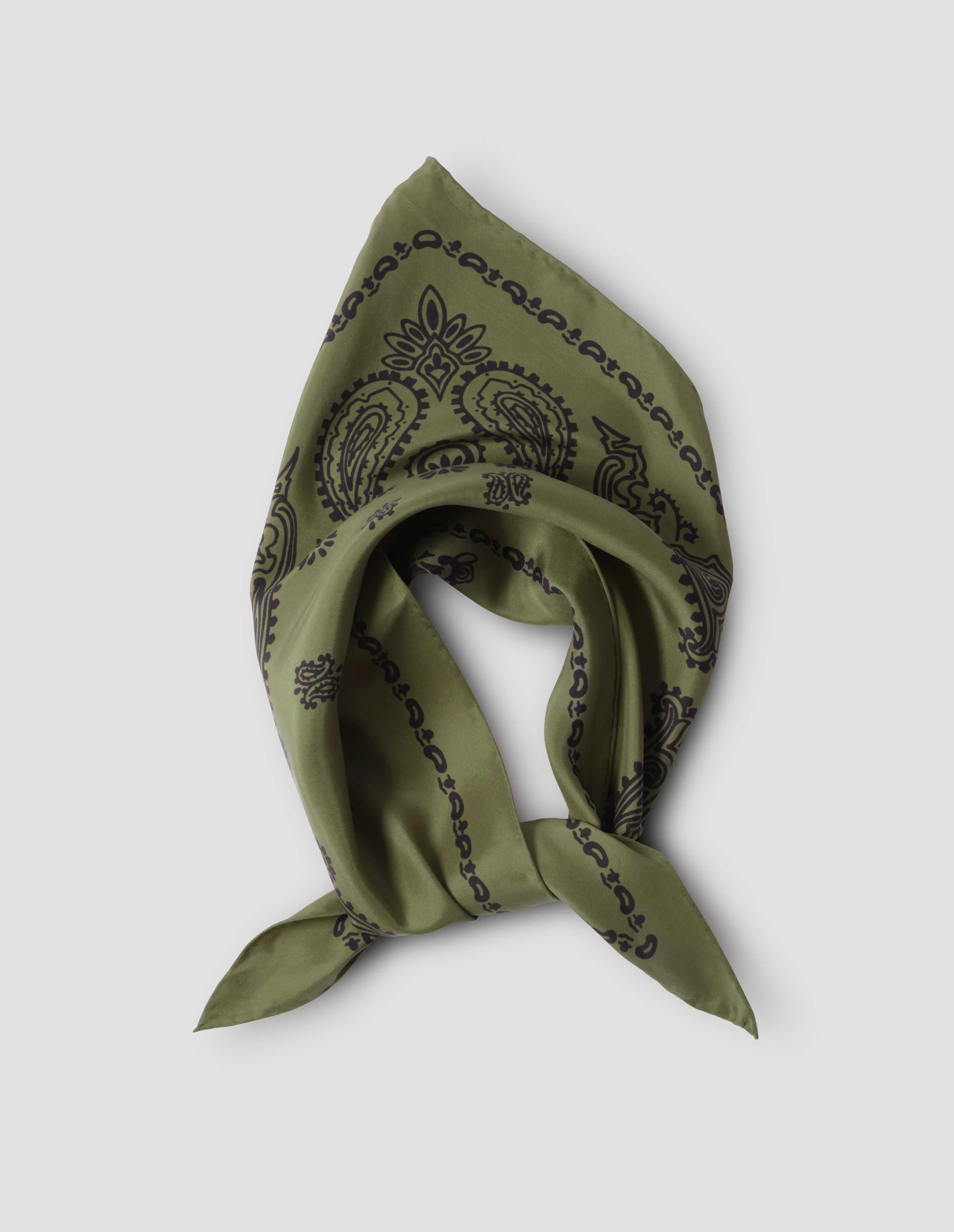 GRAPHIC BANDANA SCARF | SILK | WARM KHAKI / BLACK sold by Margaret Howell product image thumbnail 2