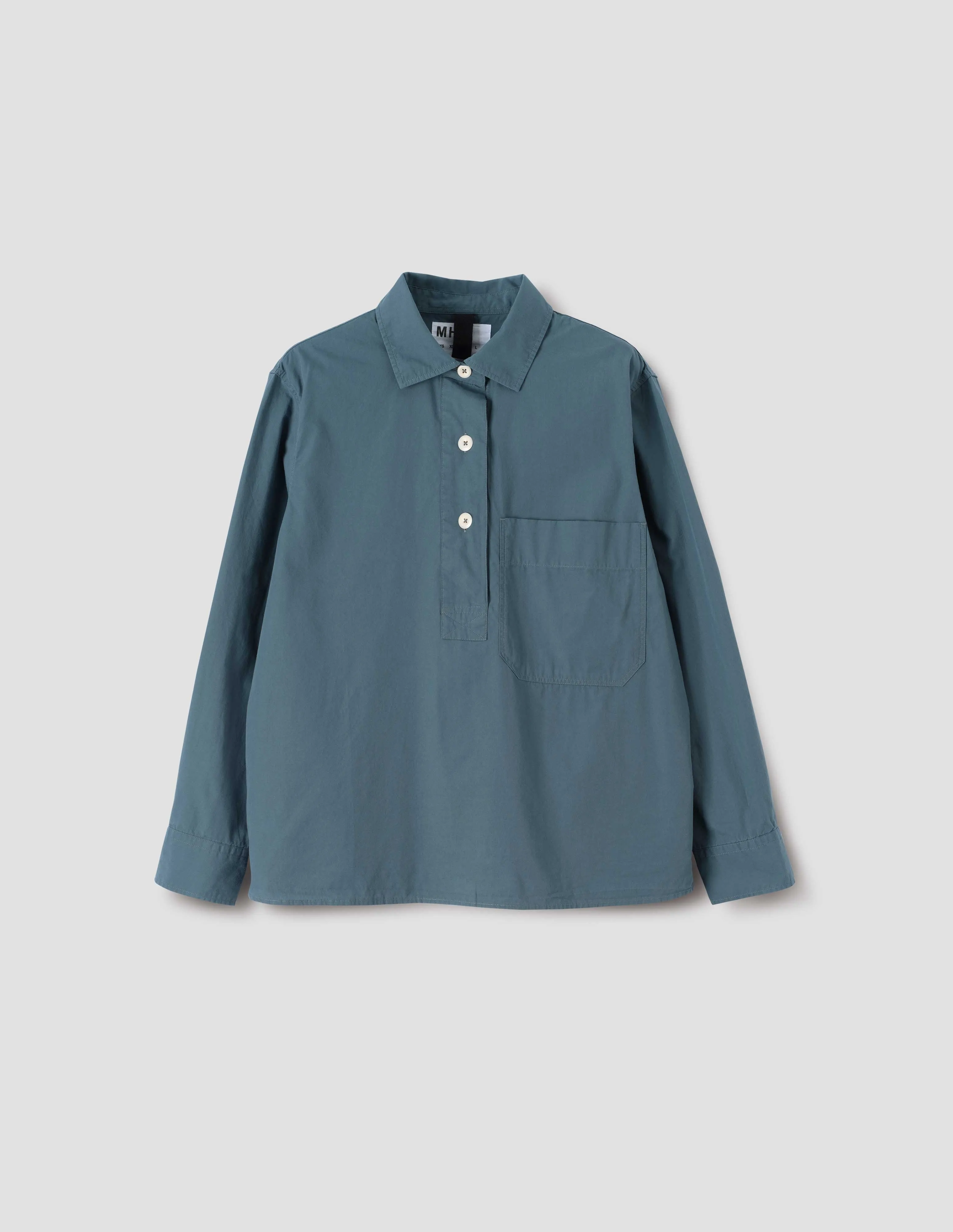 MHL. BIG POCKET SWING SHIRT | WASHED COTTON POPLIN | MINERAL BLUE sold by Margaret Howell product image thumbnail 4