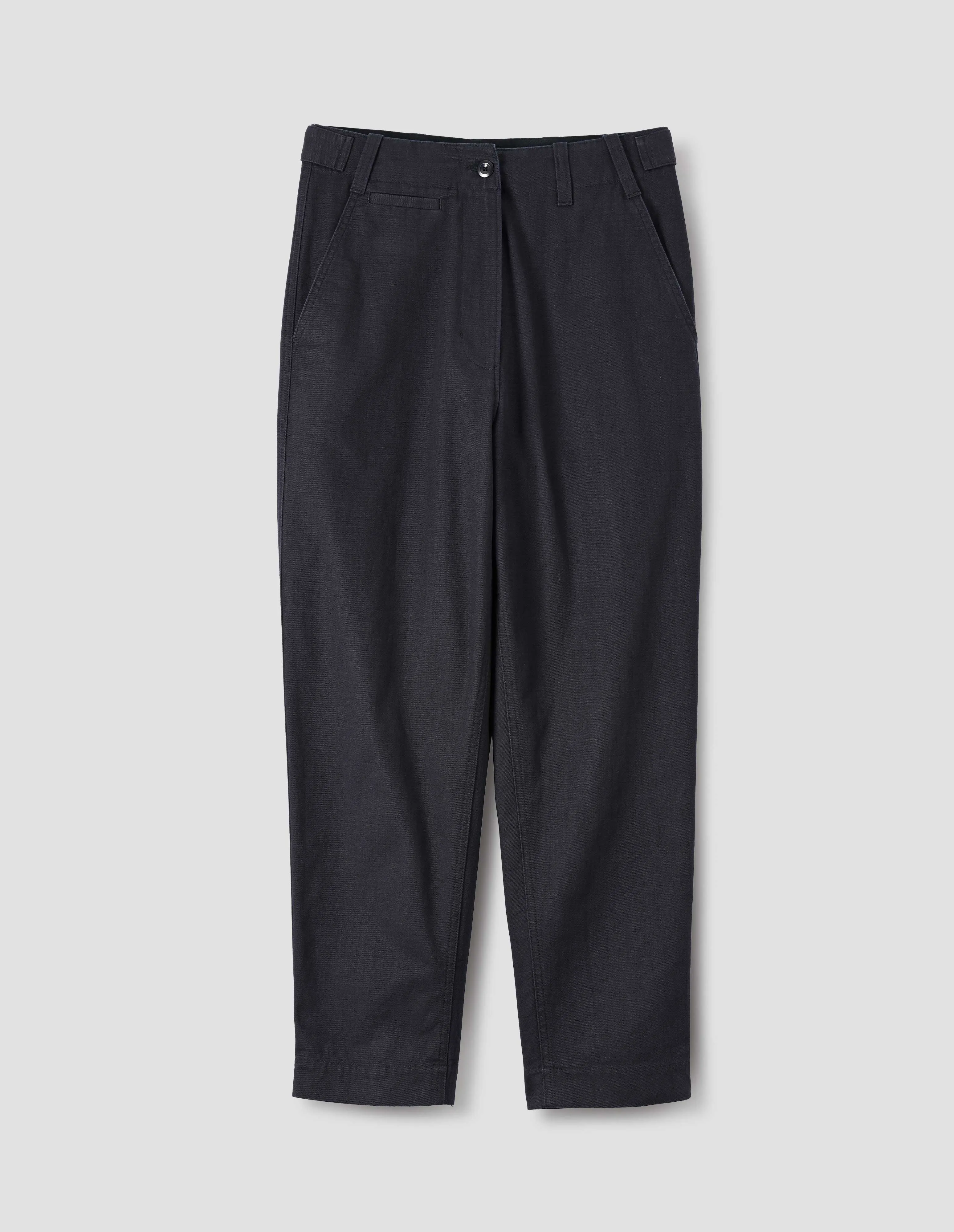 MHL. TAB WAIST TAPERED TROUSERS | INDIGO TWILL | INDIGO sold by Margaret Howell