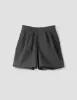 MHL. PLEATED SHORTS | DRY COTTON LINEN | CARBON sold by Margaret Howell