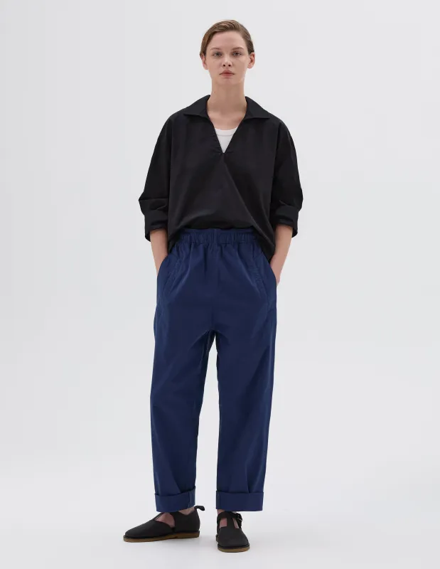 MHL. WIDE LEG JOGGERS | LIGHT COTTON PLAINWEAVE | BLUE sold by Margaret Howell