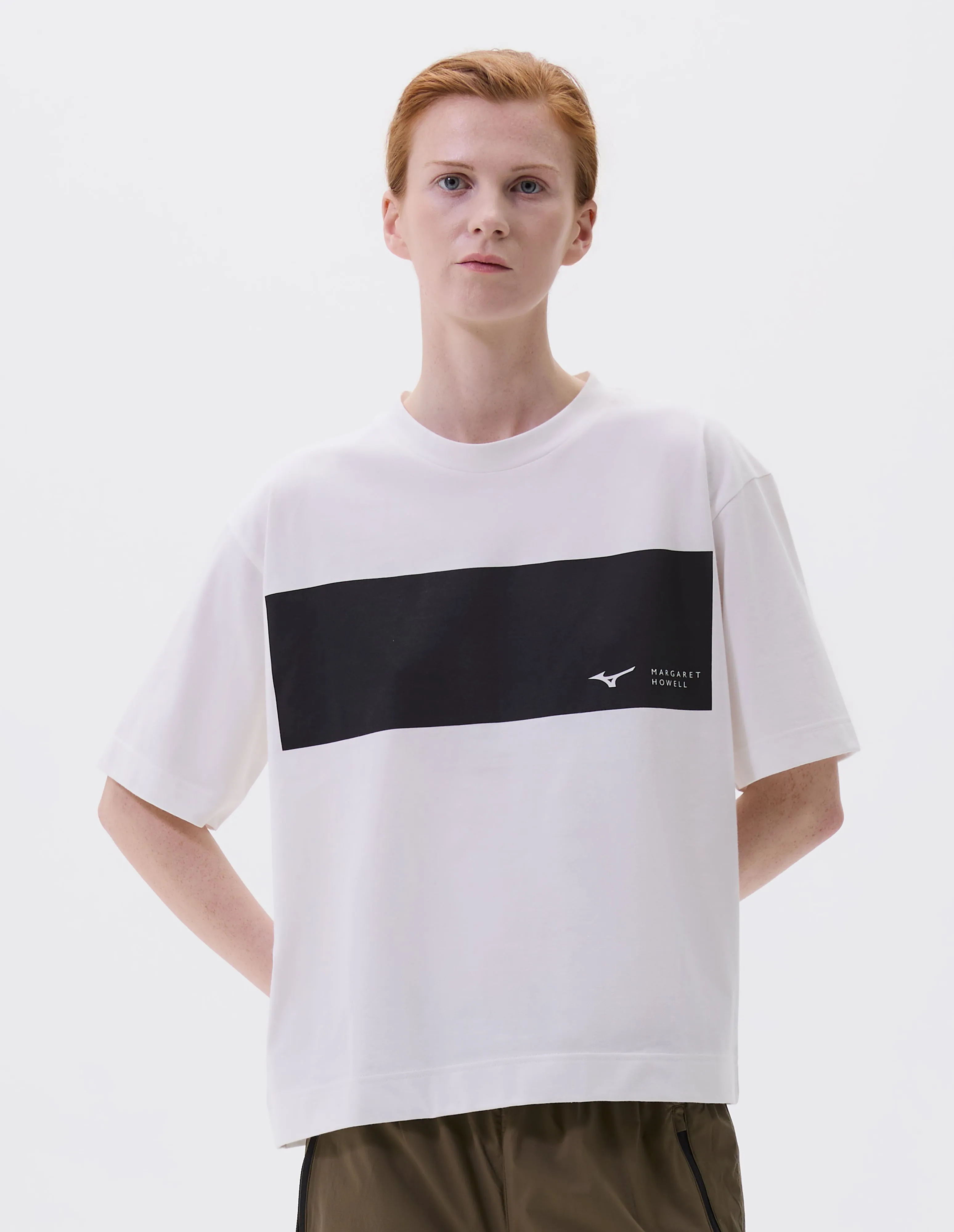 MIZUNO LOGO T SHIRT | COTTON POLYESTER JERSEY | WHITE sold by Margaret Howell