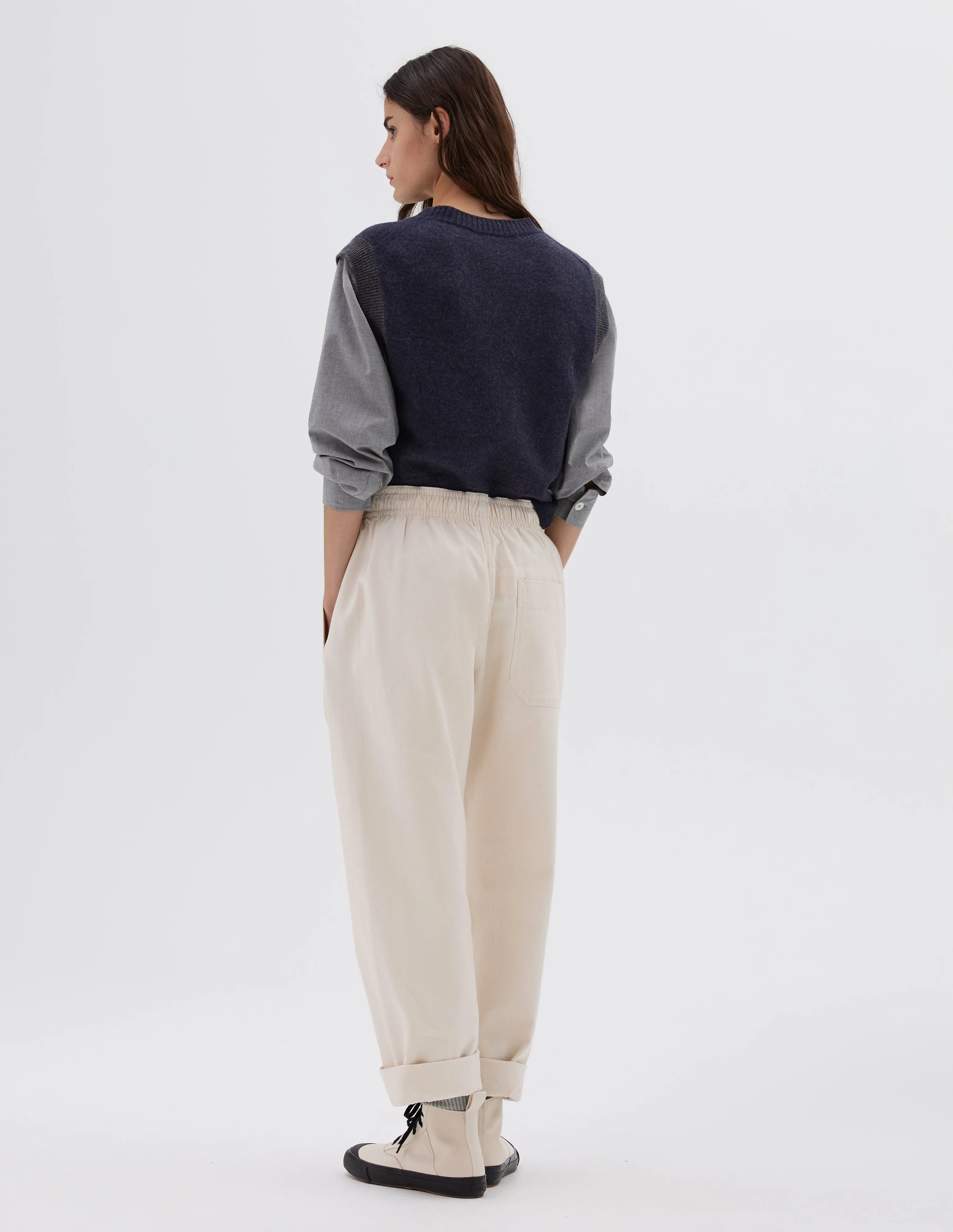 MHL. WIDE LEG JOGGERS | WORKWEAR COTTON TWILL | OFF WHITE sold by Margaret Howell product image thumbnail 2