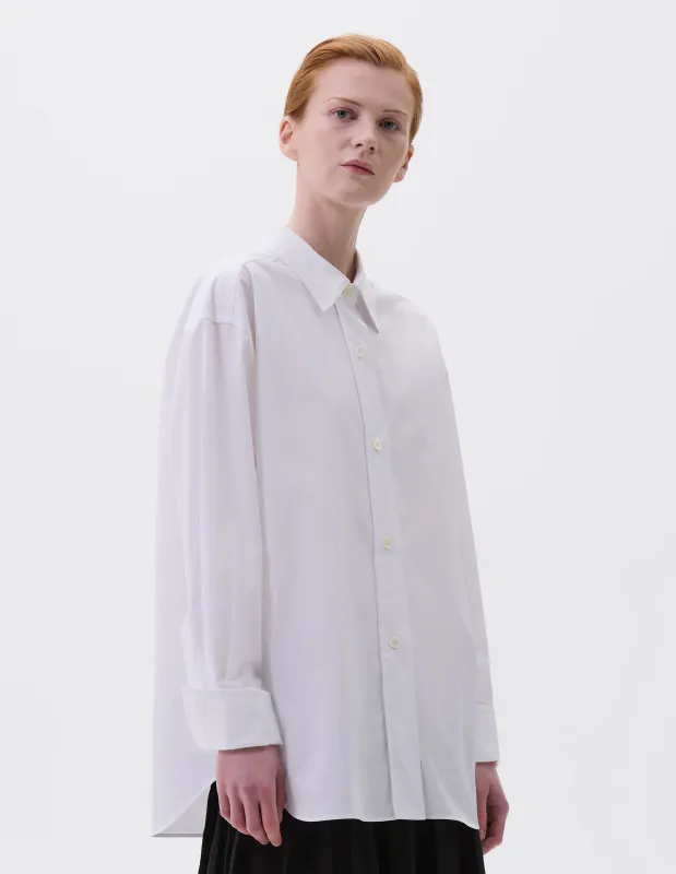 TURN UP CUFF SHIRT | PLAIN POPLIN | WHITE sold by Margaret Howell