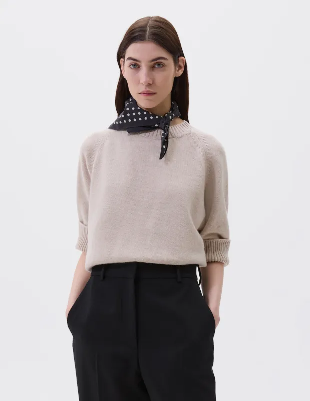 SHORT SLEEVE CHUNKY CREW NECK | SOFT MERINO | NATURAL sold by Margaret Howell