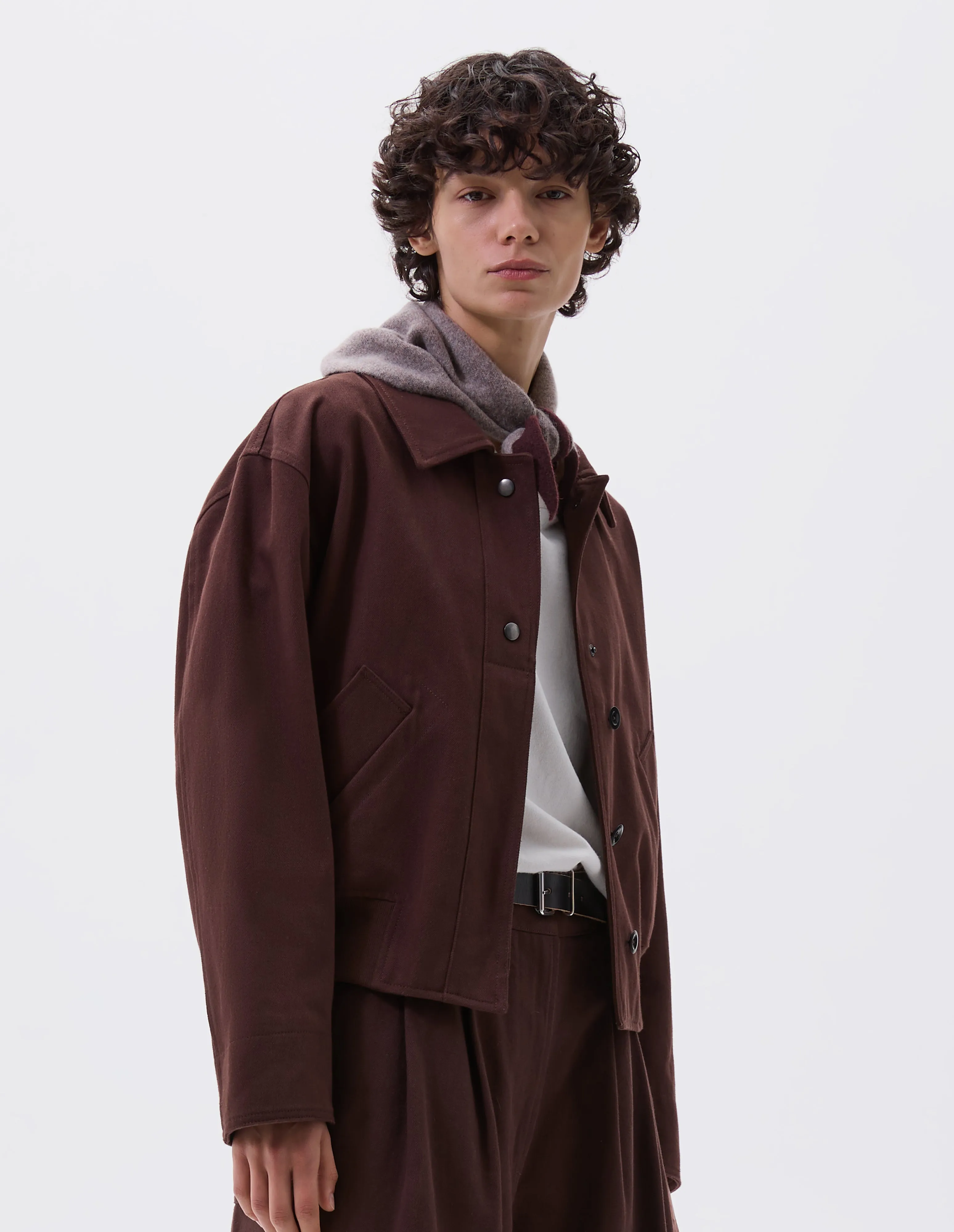 MHL. CROPPED BOMBER JACKET | WORN COTTON DRILL | MAHOGANY sold by Margaret Howell