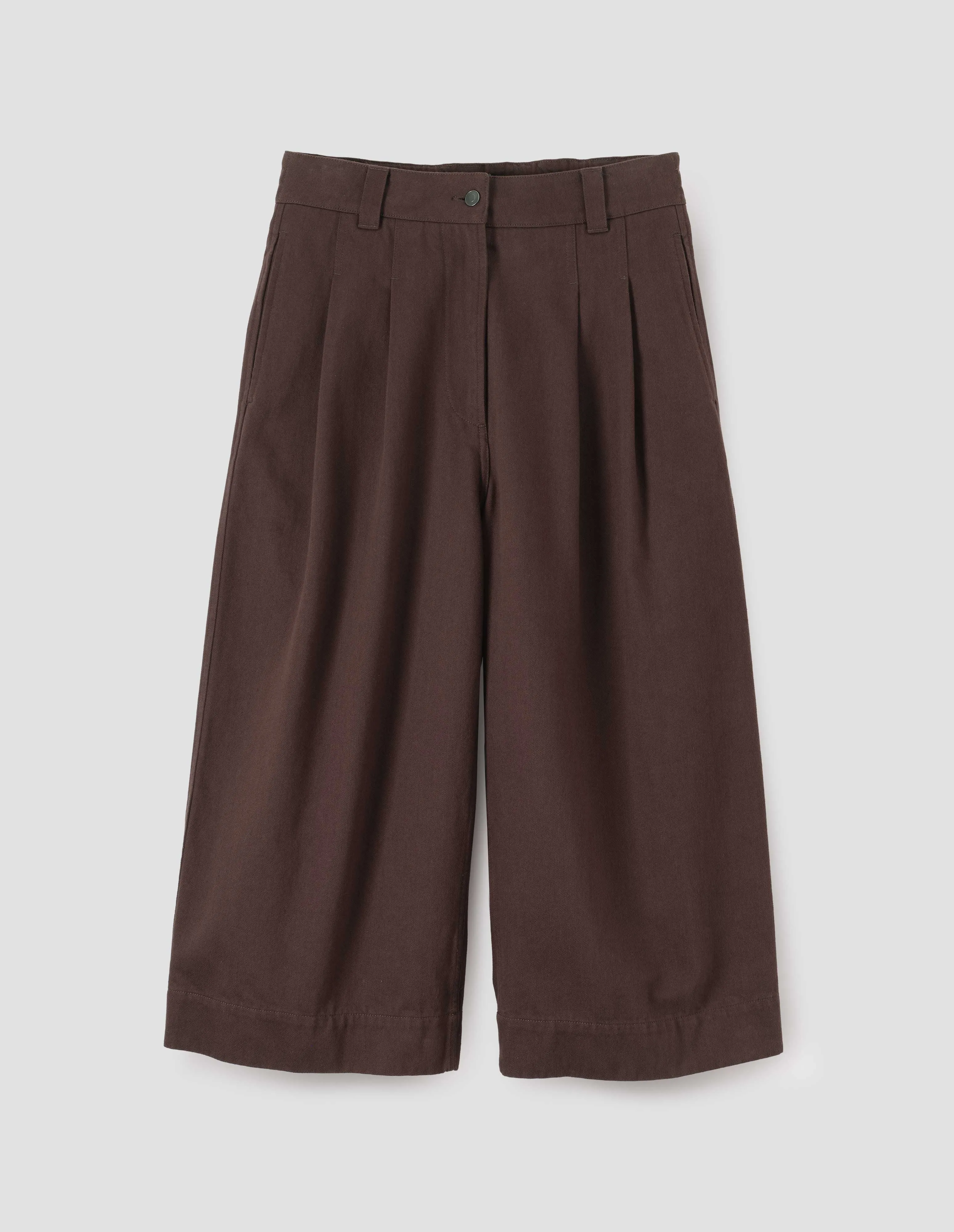 MHL. PLEATED CULOTTES | WORN COTTON DRILL | MAHOGANY sold by Margaret Howell product image thumbnail 3