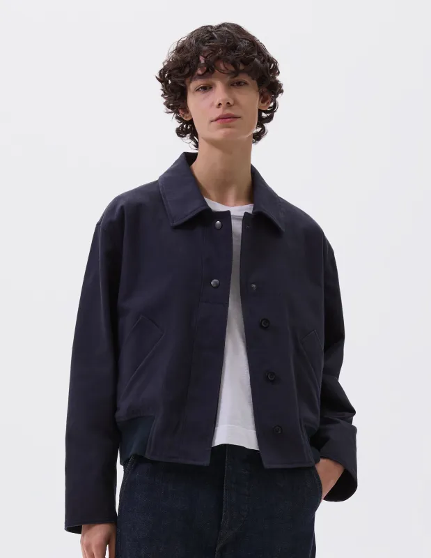 MHL. CROPPED BOMBER JACKET | WORN COTTON DRILL | INK sold by Margaret Howell