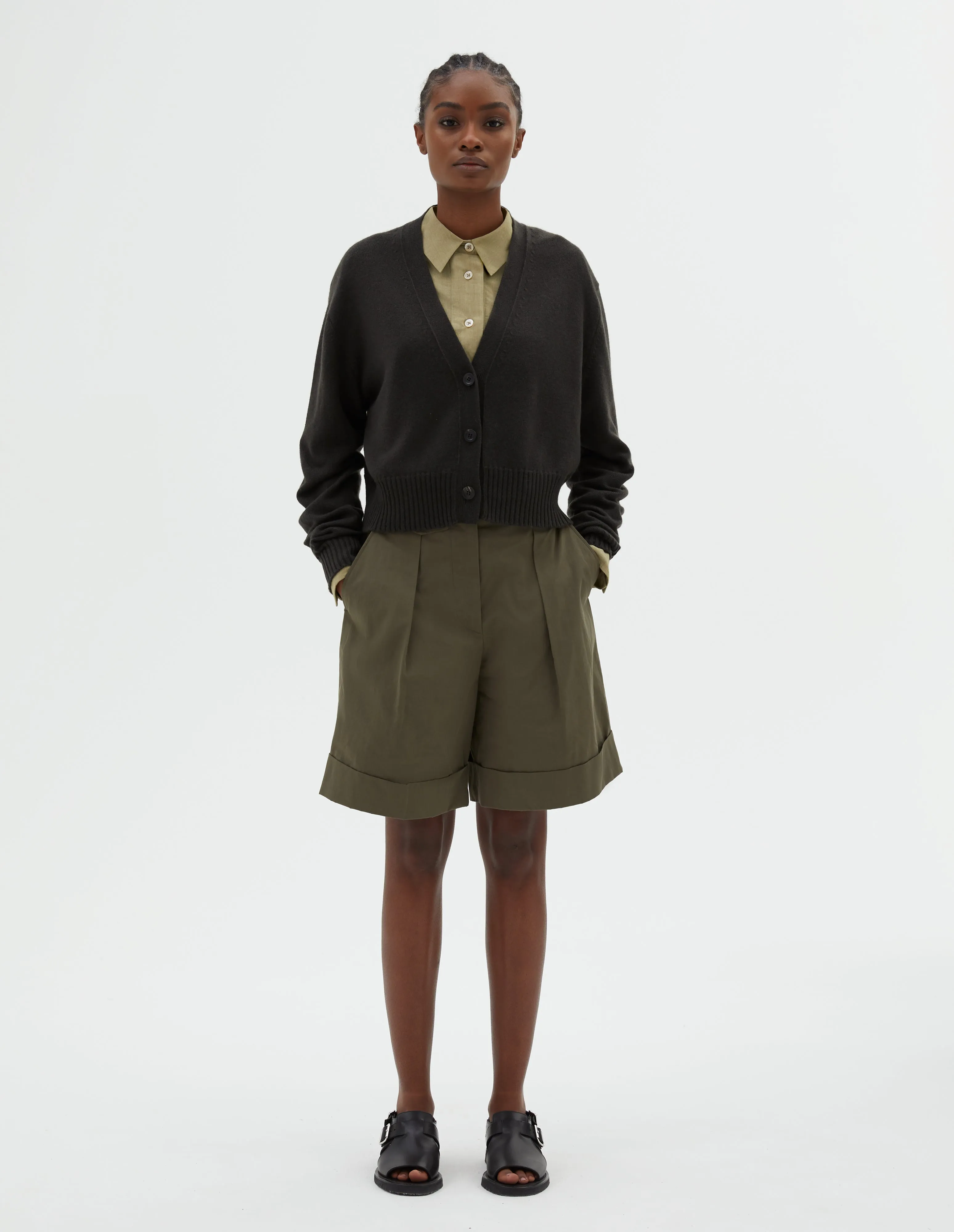 CROPPED V NECK CARDIGAN | CASHMERE COTTON | ASSAM sold by Margaret Howell product image thumbnail 2