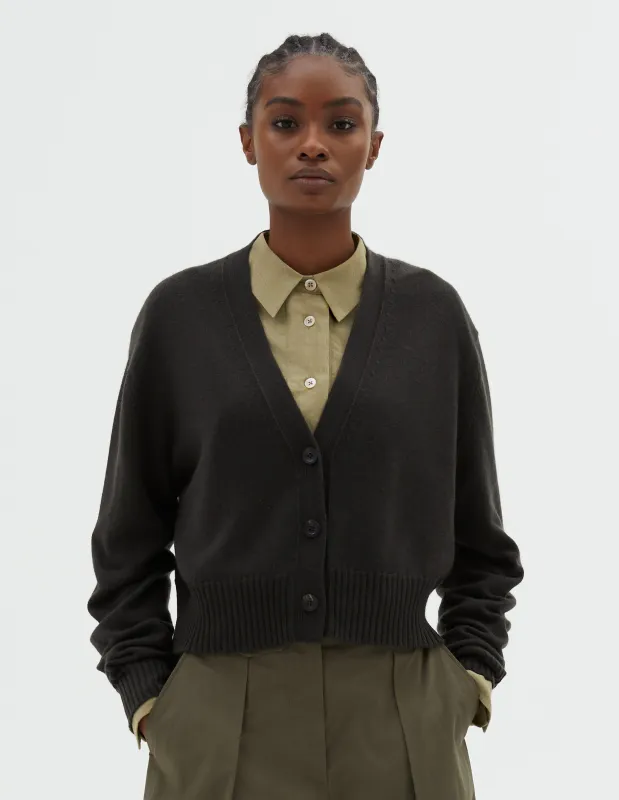 CROPPED V NECK CARDIGAN | CASHMERE COTTON | ASSAM sold by Margaret Howell