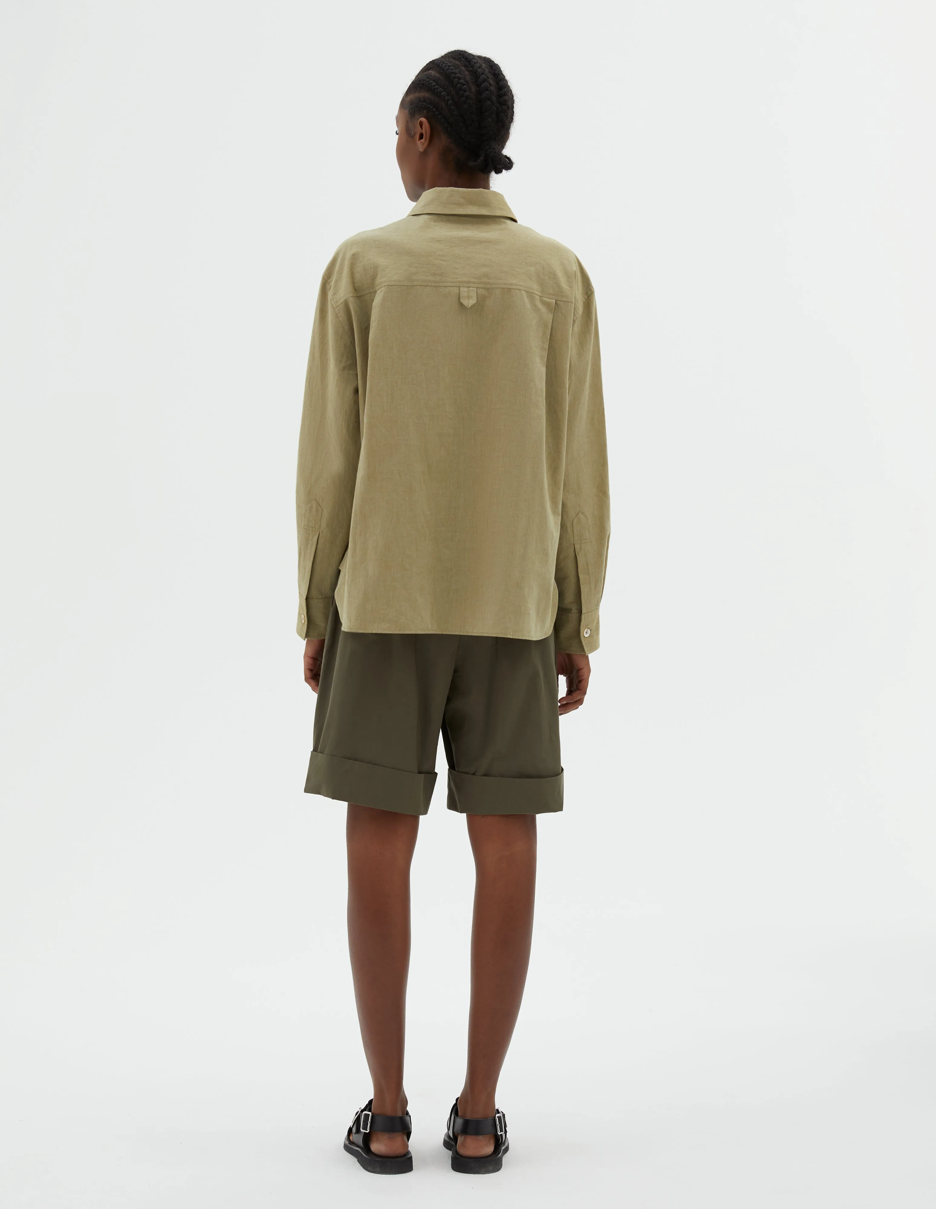 PULLOVER SHIRT | YARN DYED SOFT COTTON | KHAKI sold by Margaret Howell product image thumbnail 3