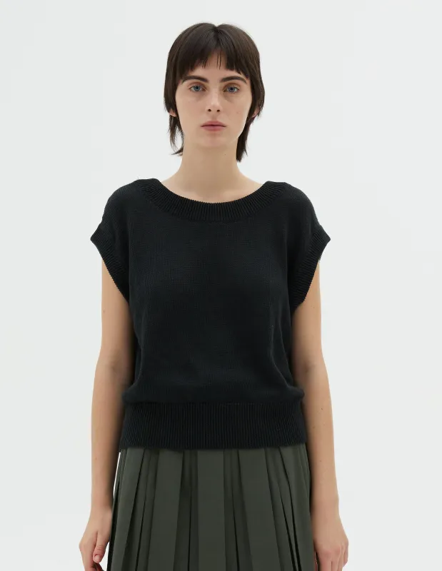 OPEN NECK TANK | LINEN COTTON | CONIFER sold by Margaret Howell