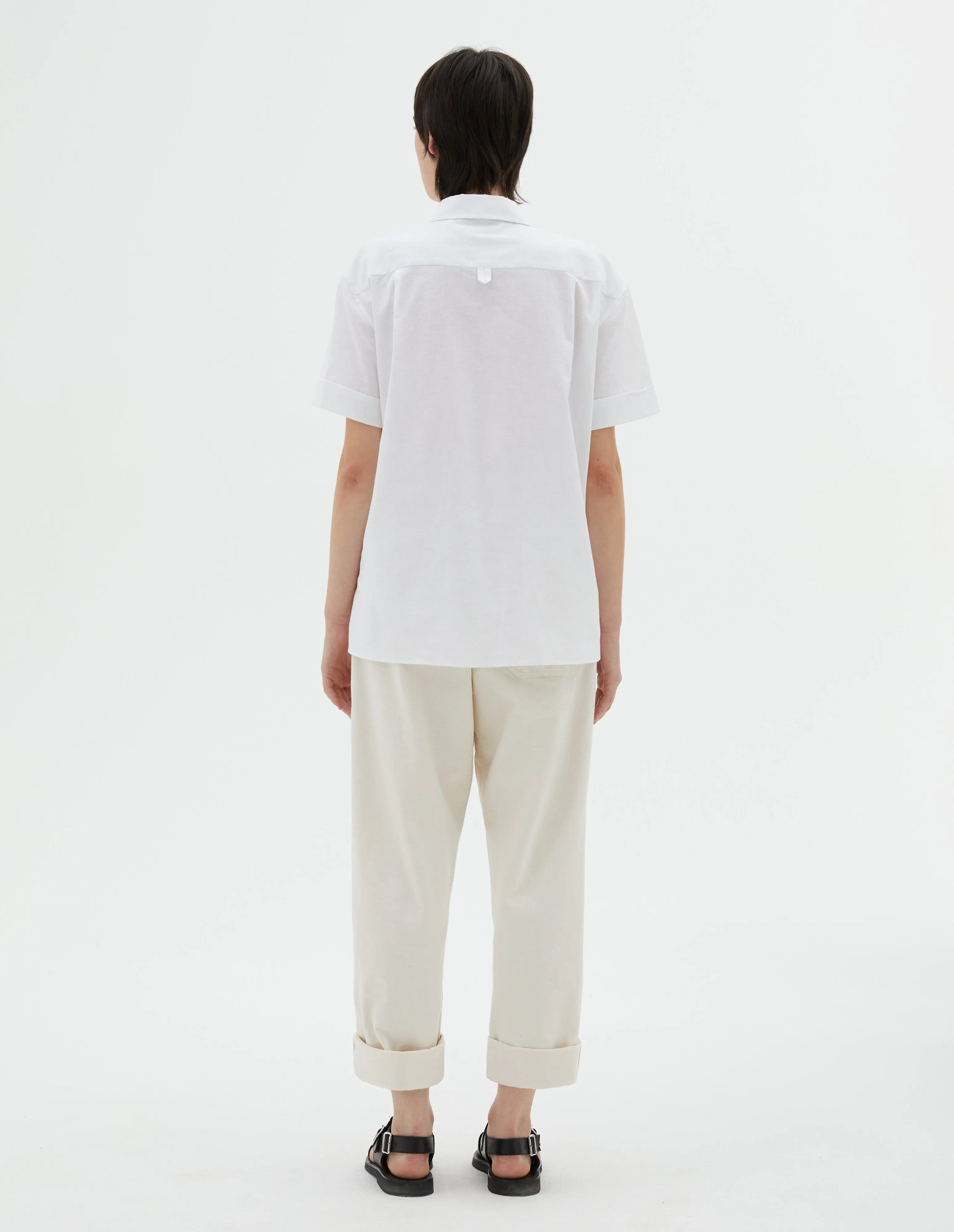 SHORT SLEEVE POCKET SHIRT | TEXTURED COTTON BLEND | WHITE sold by Margaret Howell product image thumbnail 3