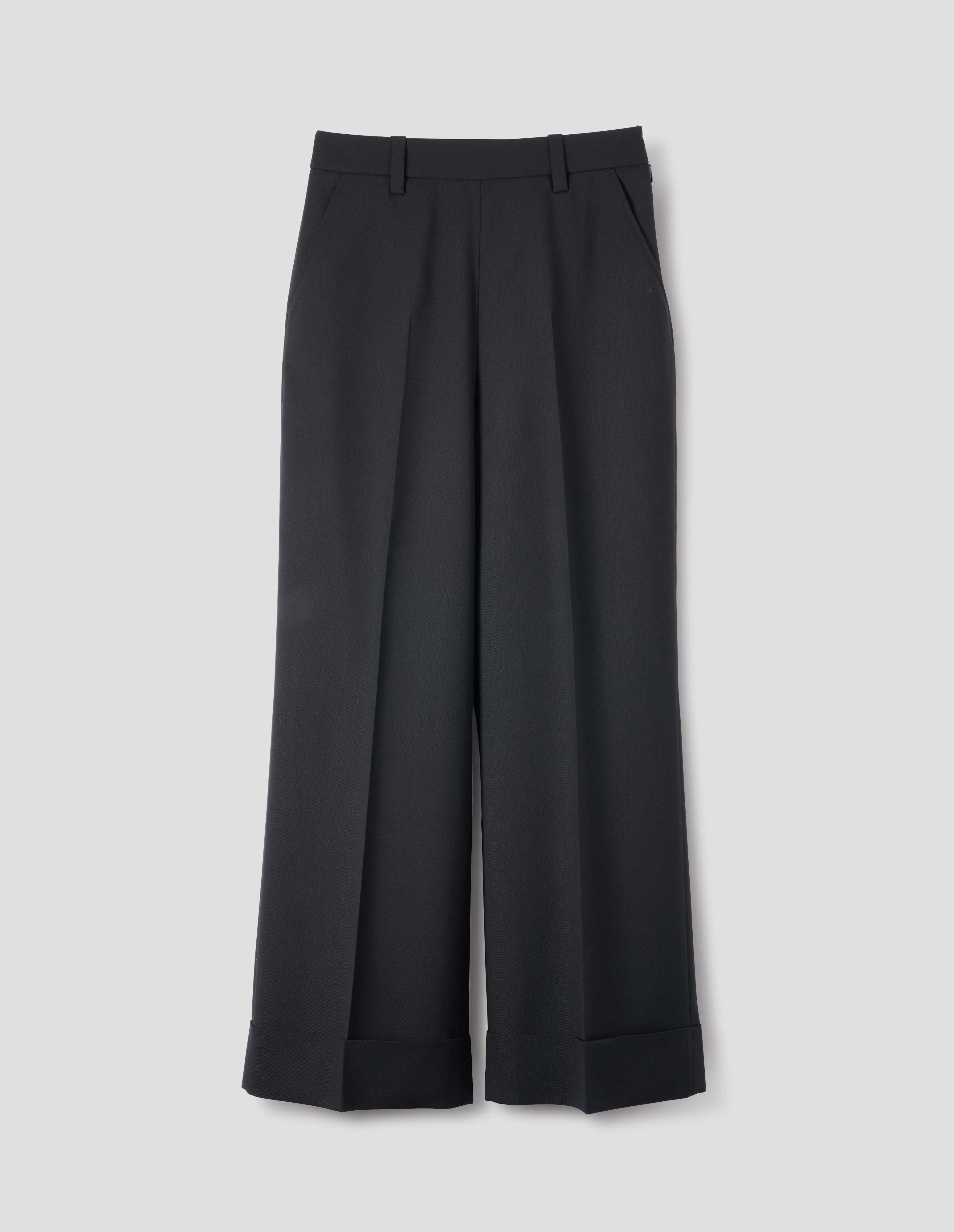 TURN UP SAILOR TROUSER | MATT WOOL TWILL | BLACK sold by Margaret Howell product image thumbnail 3