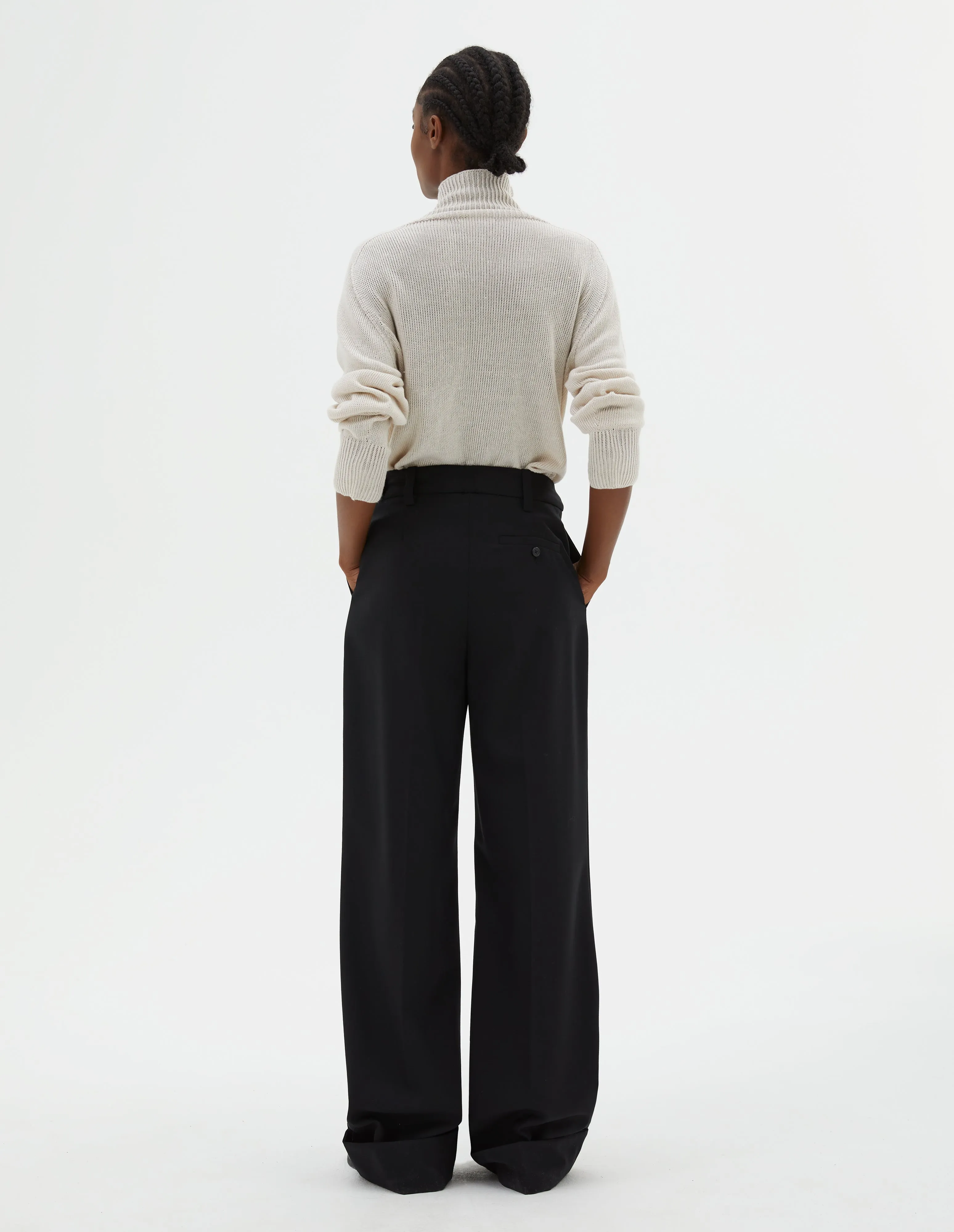 TURN UP SAILOR TROUSER | MATT WOOL TWILL | BLACK sold by Margaret Howell product image thumbnail 2
