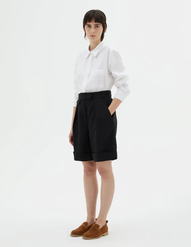 TAILORED SHORT | MATT WOOL TWILL | BLACK sold by Margaret Howell