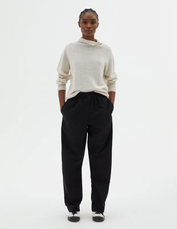 RELAXED TROUSER | COTTON SILK TWILL  | BLACK sold by Margaret Howell