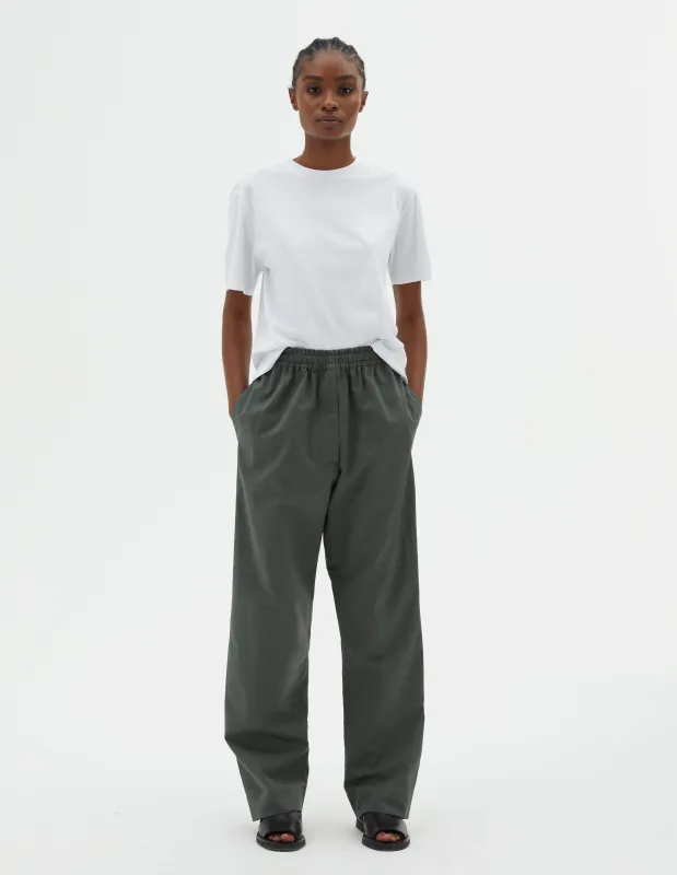 RELAXED TROUSER | COTTON SILK TWILL  | FADED GREEN sold by Margaret Howell