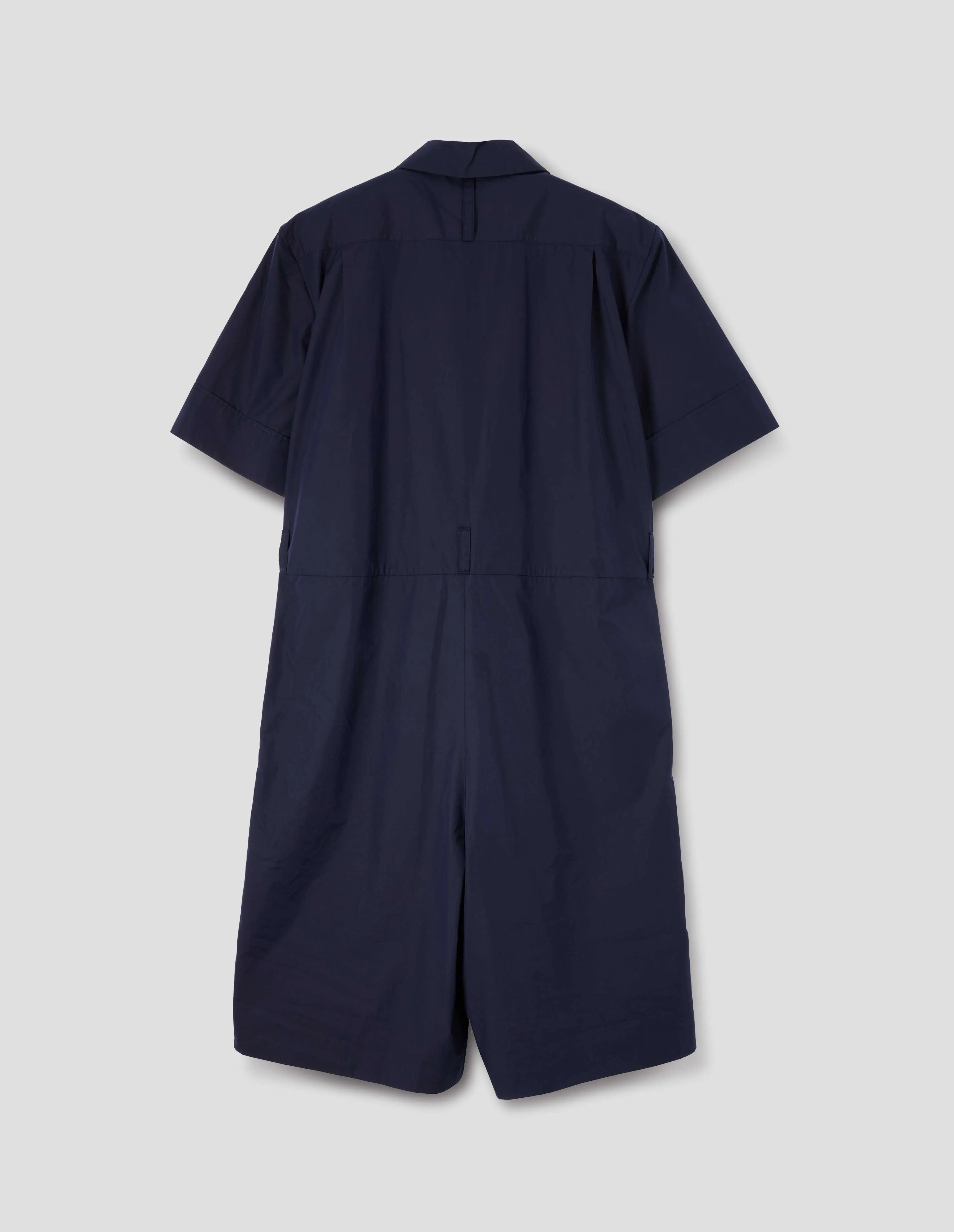 SHORT SLEEVE ONE PIECE | COTTON SILK POPLIN | NAVY sold by Margaret Howell product image thumbnail 4