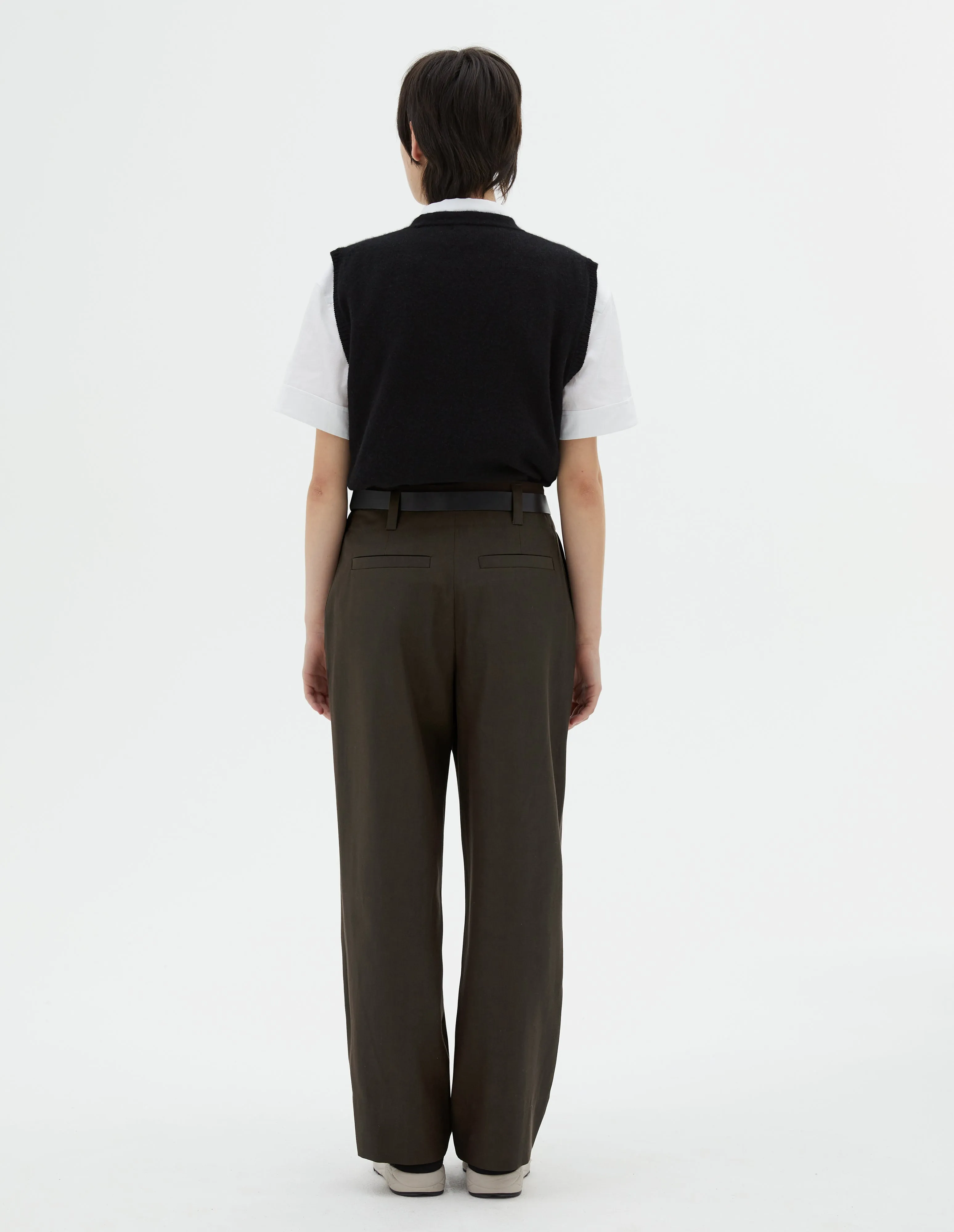 STRAIGHT LEG TROUSER | COMPACT COTTON WOOL | OLIVE sold by Margaret Howell product image thumbnail 2