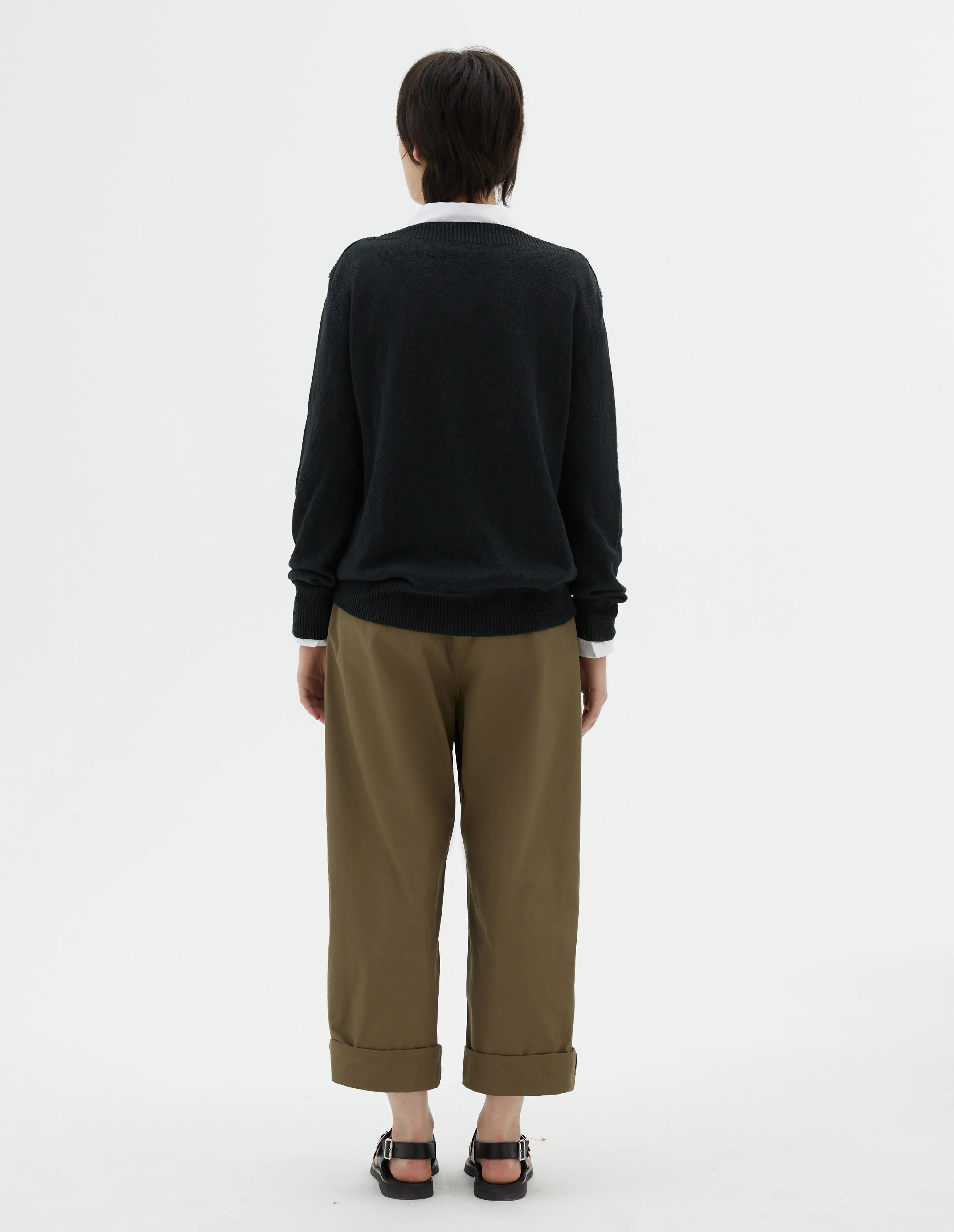 STRAIGHT NECK JUMPER | LINEN COTTON | CONIFER sold by Margaret Howell product image thumbnail 3
