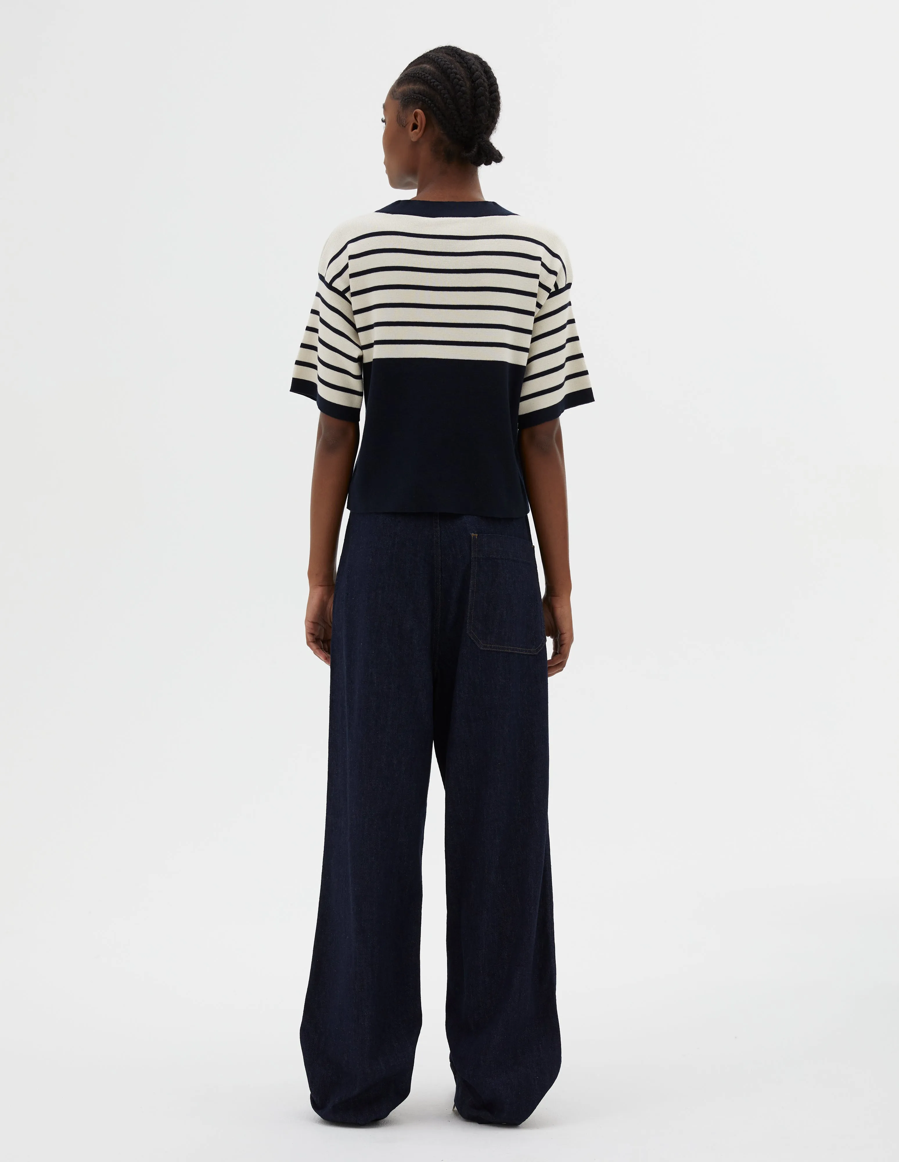 BRETON YOKE JUMPER | COTTON CASHMERE | NAVY / ECRU sold by Margaret Howell product image thumbnail 3