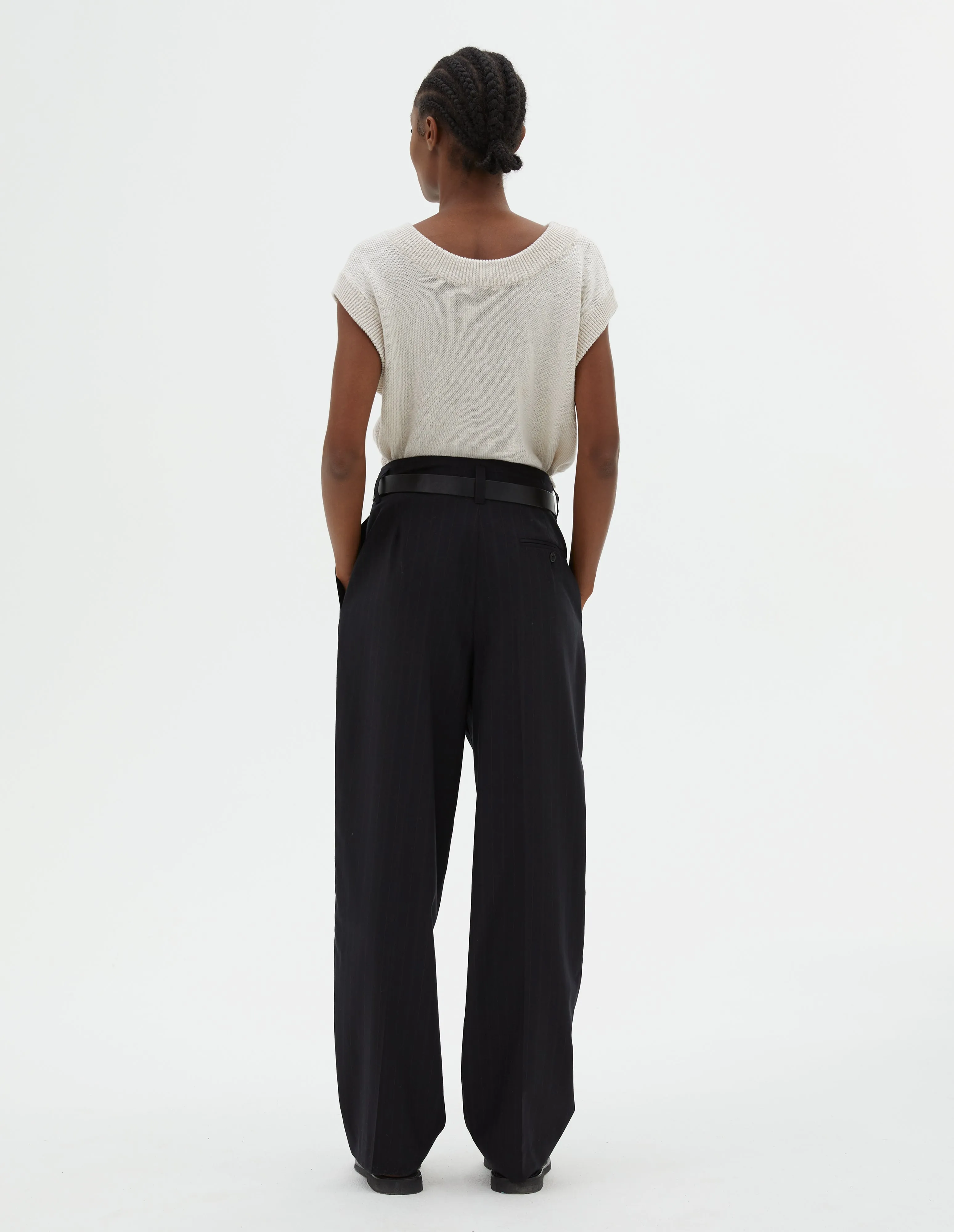 OPEN NECK TANK | LINEN COTTON | CHALK sold by Margaret Howell product image thumbnail 3