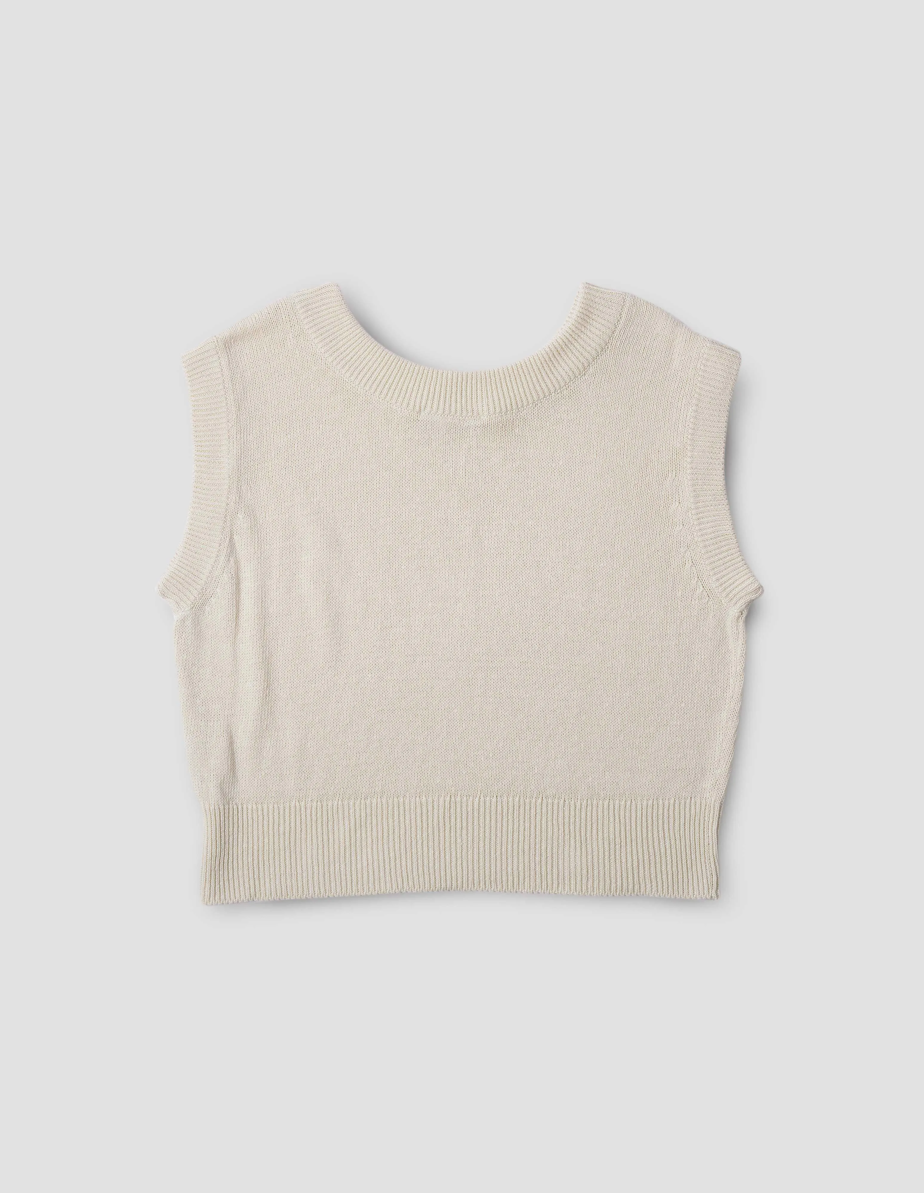OPEN NECK TANK | LINEN COTTON | CHALK sold by Margaret Howell product image thumbnail 5