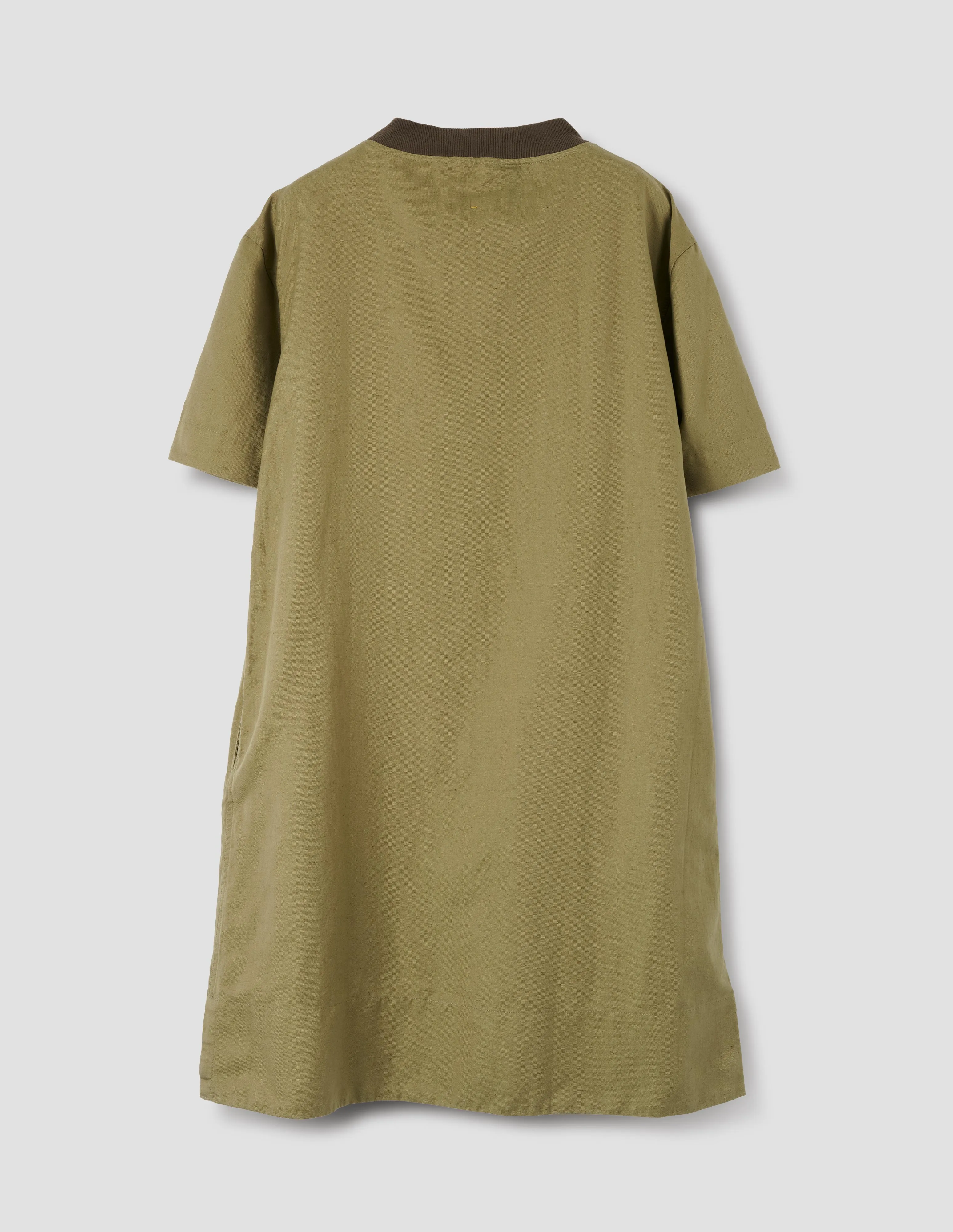 MHL. T SHIRT DRESS | VINTAGE COTTON LINEN | KHAKI GREEN sold by Margaret Howell product image thumbnail 4