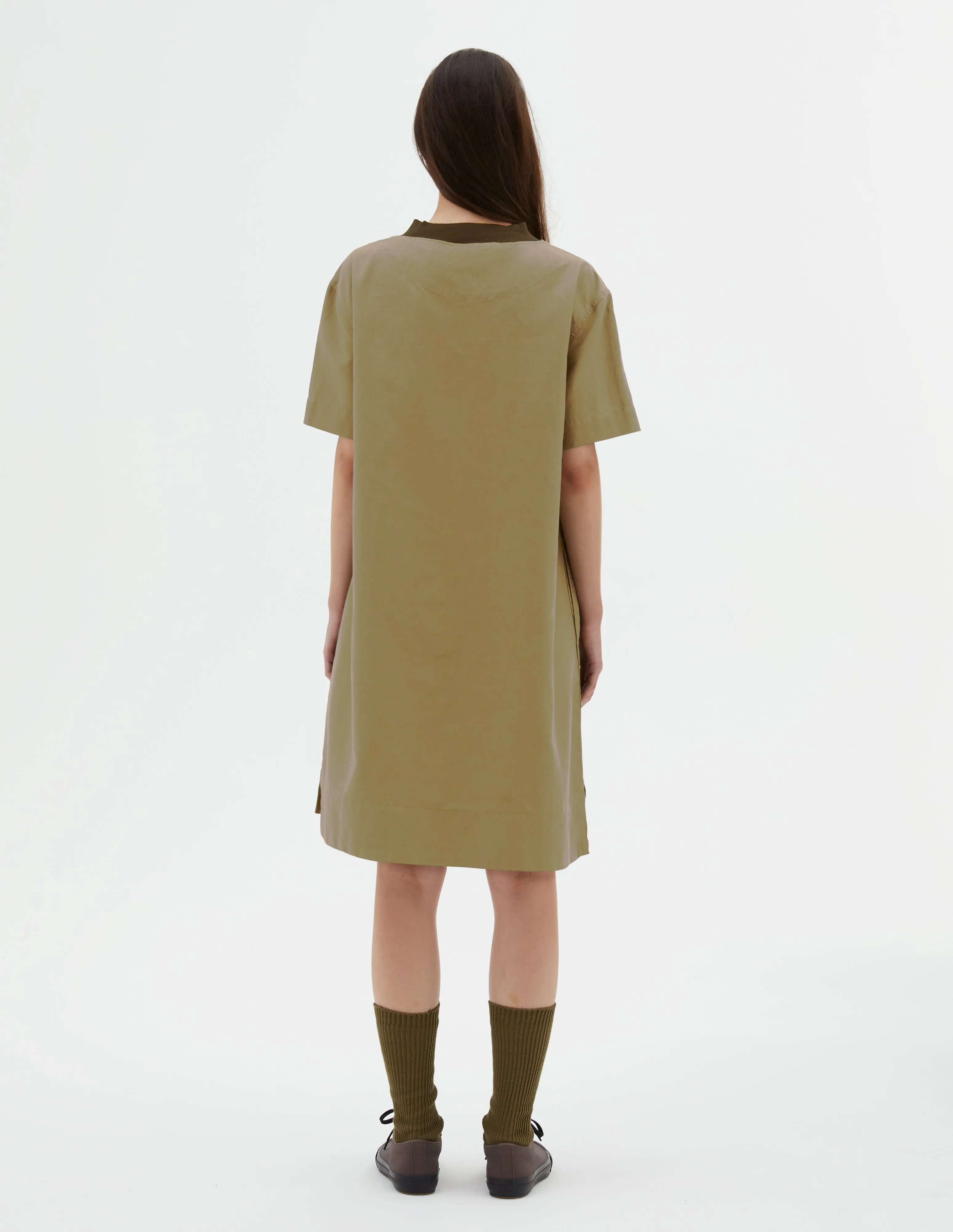 MHL. T SHIRT DRESS | VINTAGE COTTON LINEN | KHAKI GREEN sold by Margaret Howell product image thumbnail 2