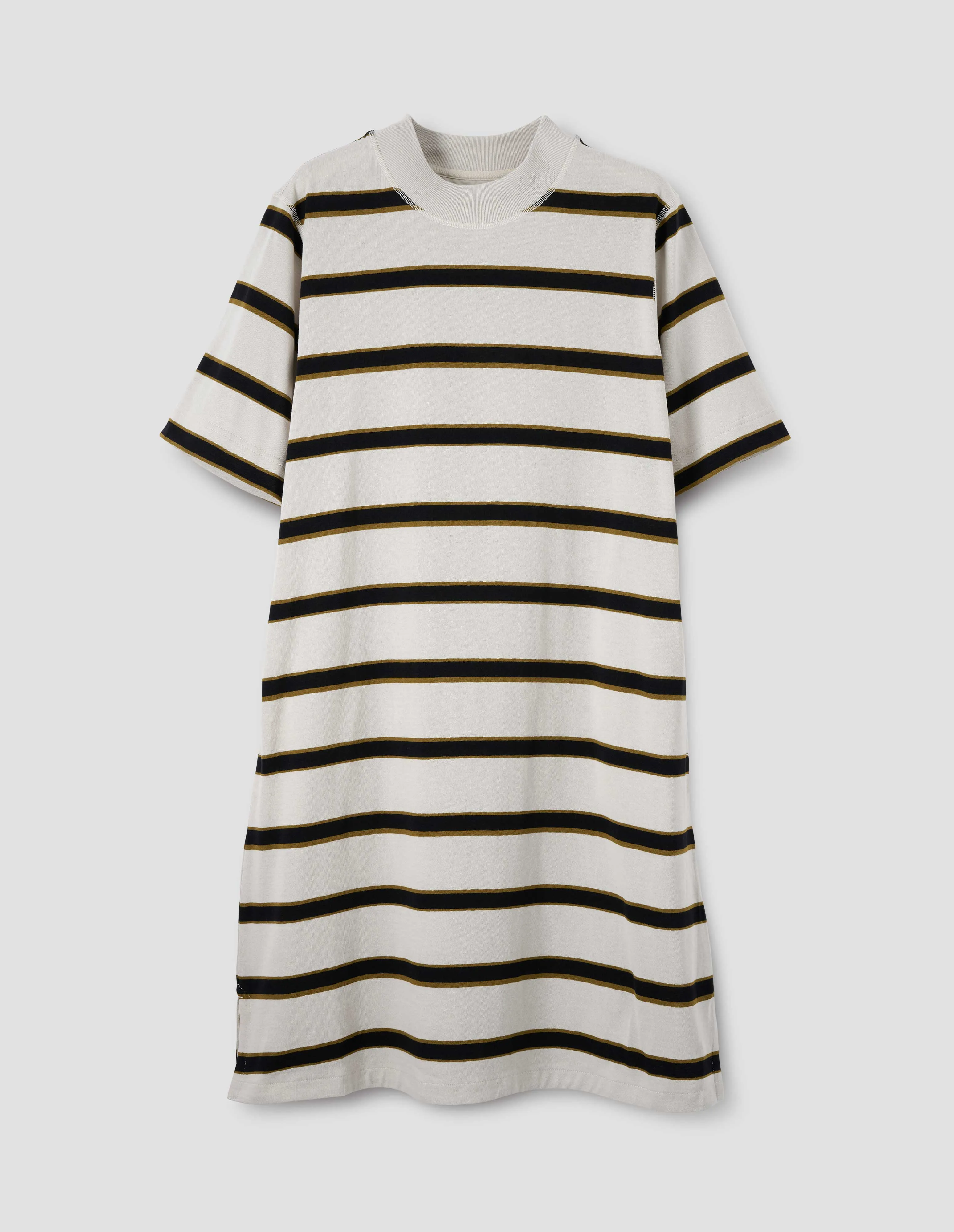 MHL. MATELOT T SHIRT DRESS | OUTLINE STRIPE JERSEY | CHALK / OCHRE / CARBON sold by Margaret Howell product image thumbnail 3