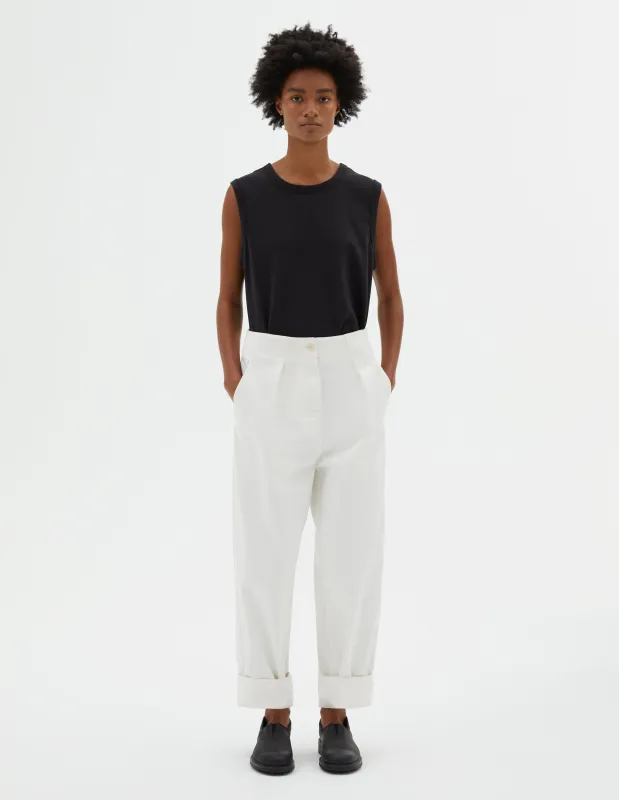 MHL. CINCH BACK TROUSER | SOFT COTTON DRILL | OFF WHITE sold by Margaret Howell