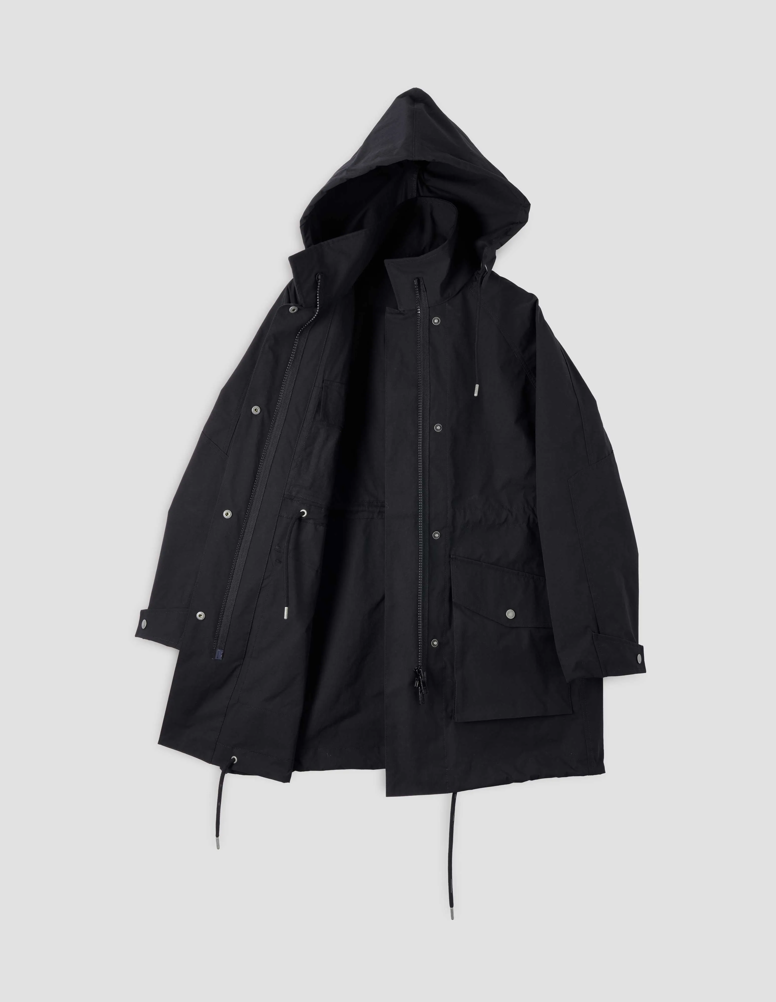 MHL. STAND COLLAR PARKA | PAPER DRY POLYESTER | BLACK sold by Margaret Howell product image thumbnail 5