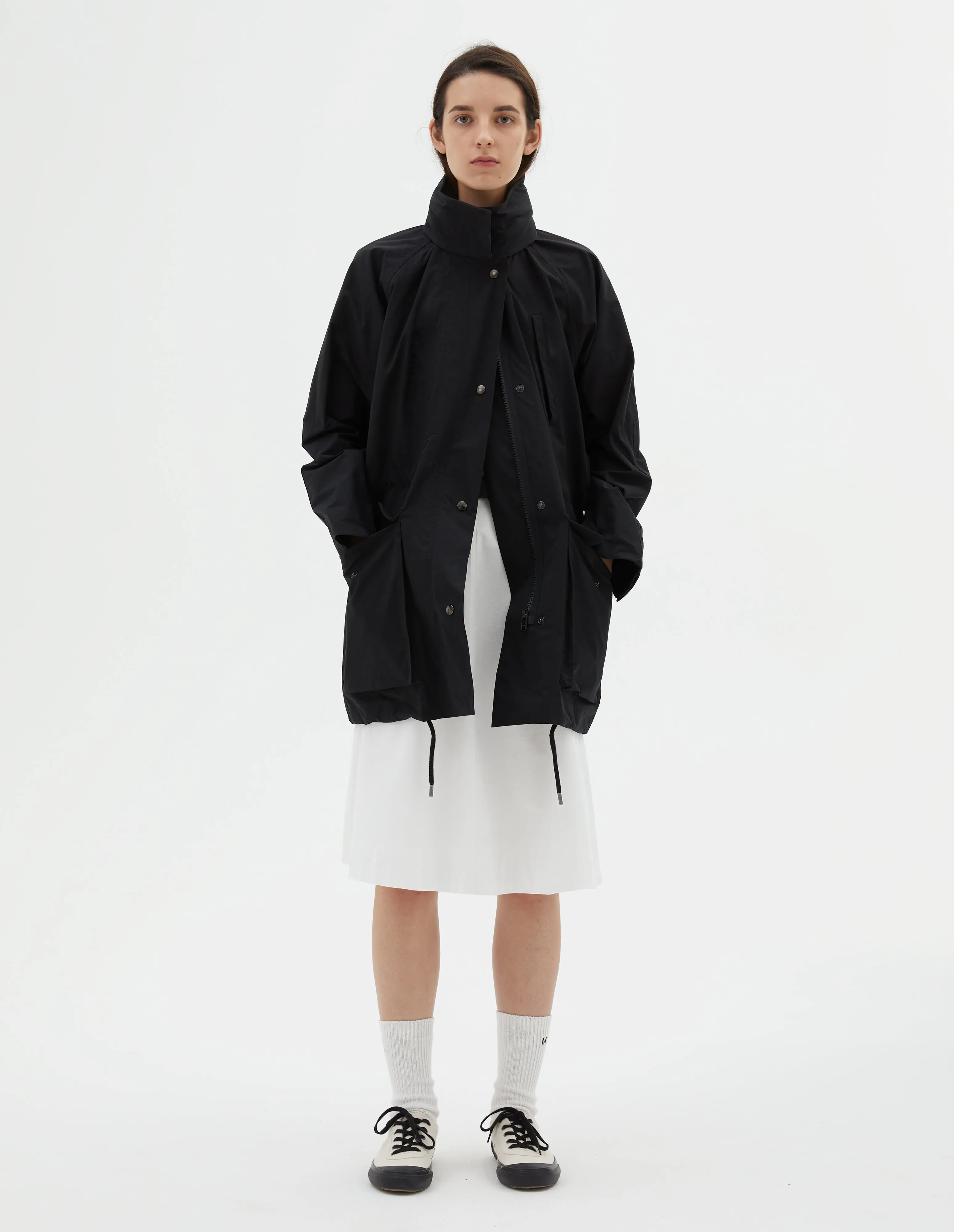 MHL. STAND COLLAR PARKA | PAPER DRY POLYESTER | BLACK sold by Margaret Howell