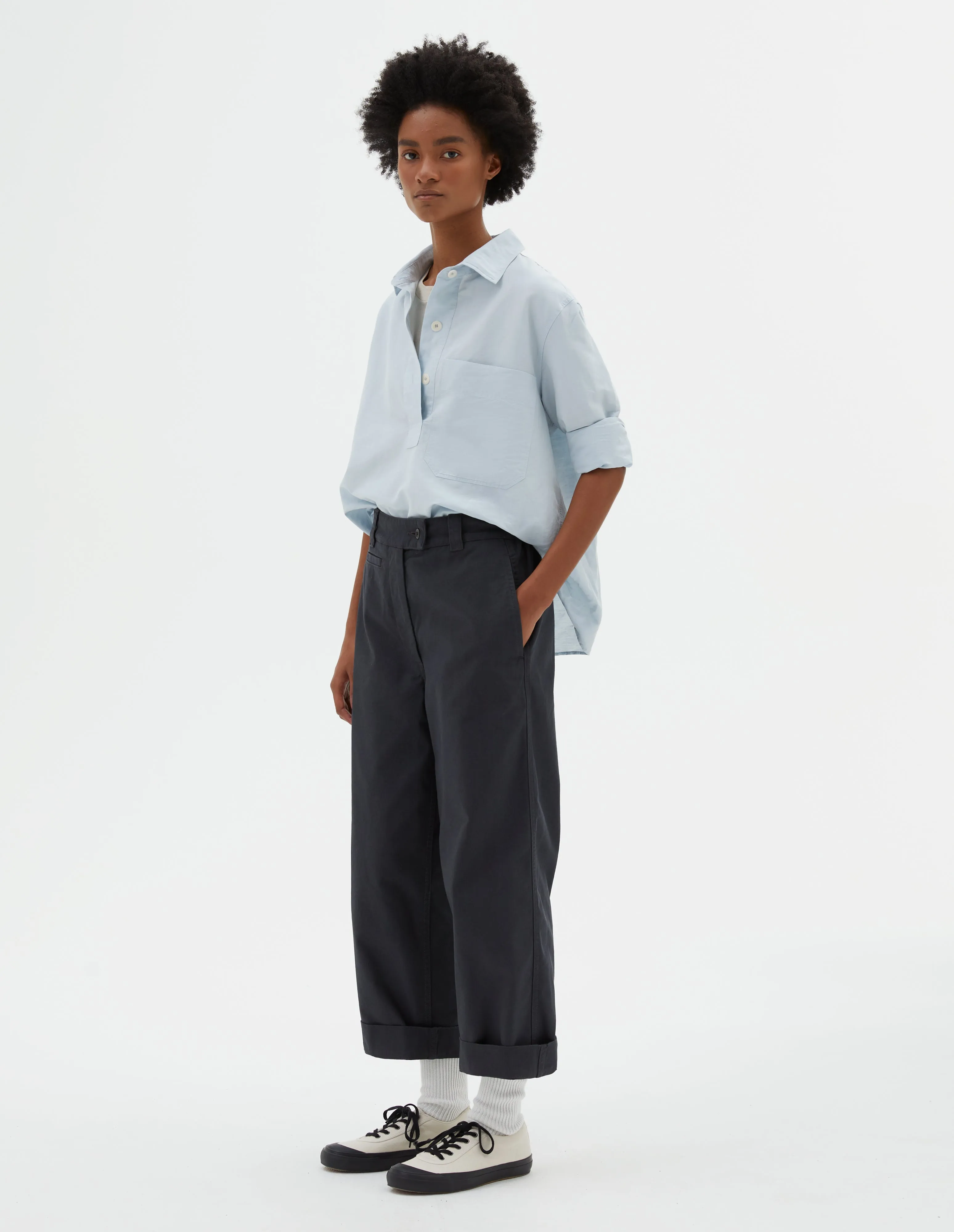 MHL. CARPENTERS TROUSER | DRY COTTON GABARDINE | CHARCOAL sold by Margaret Howell