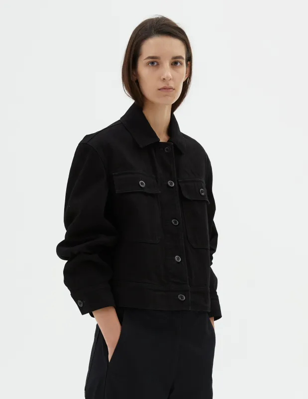 【美品】MHL CROPPED ARMY JACKET Margaret Howell Cropped Army Jacket - Japanese Drill Black
