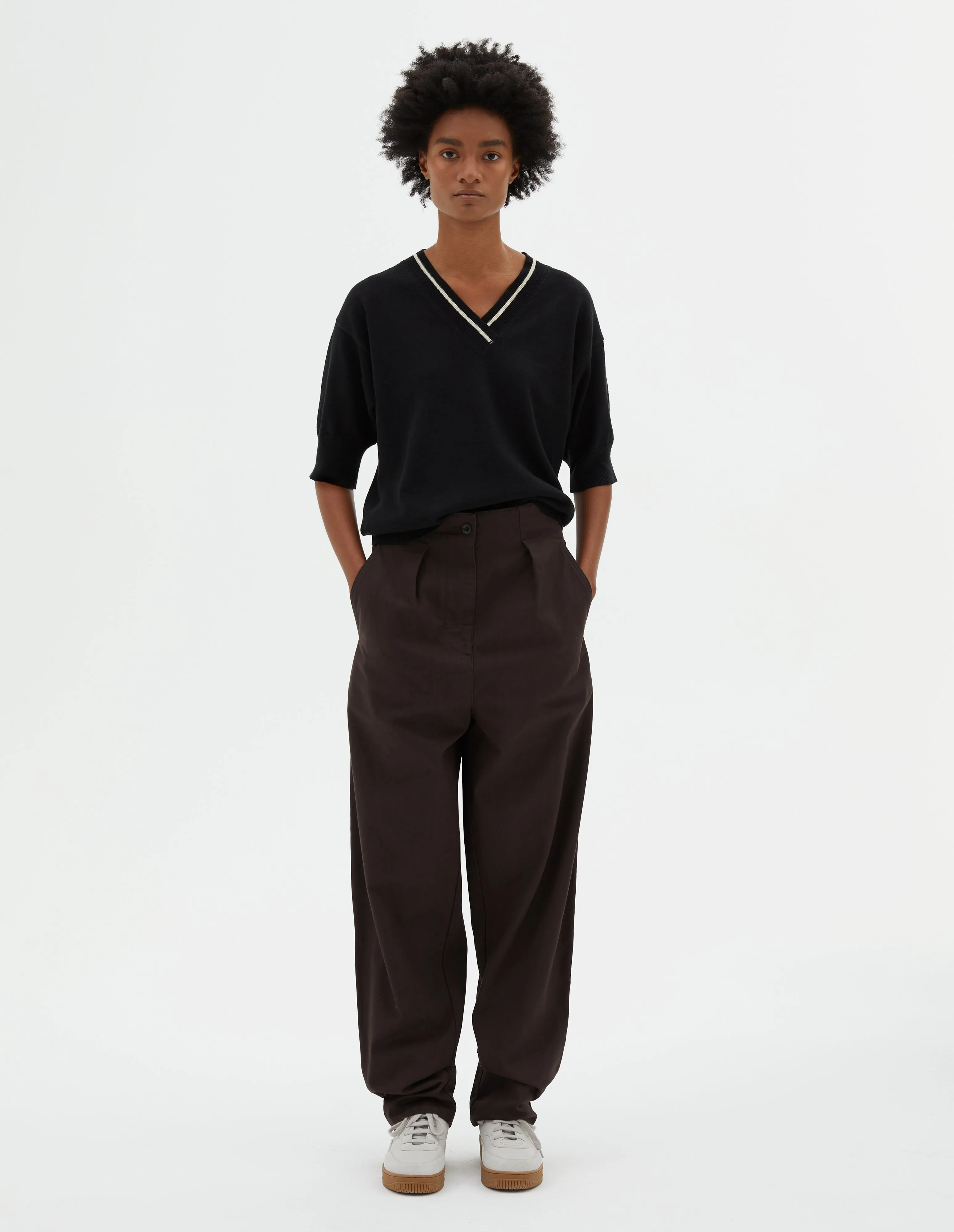 MHL. CINCH BACK TROUSER | SOFT COTTON DRILL | EBONY sold by Margaret Howell