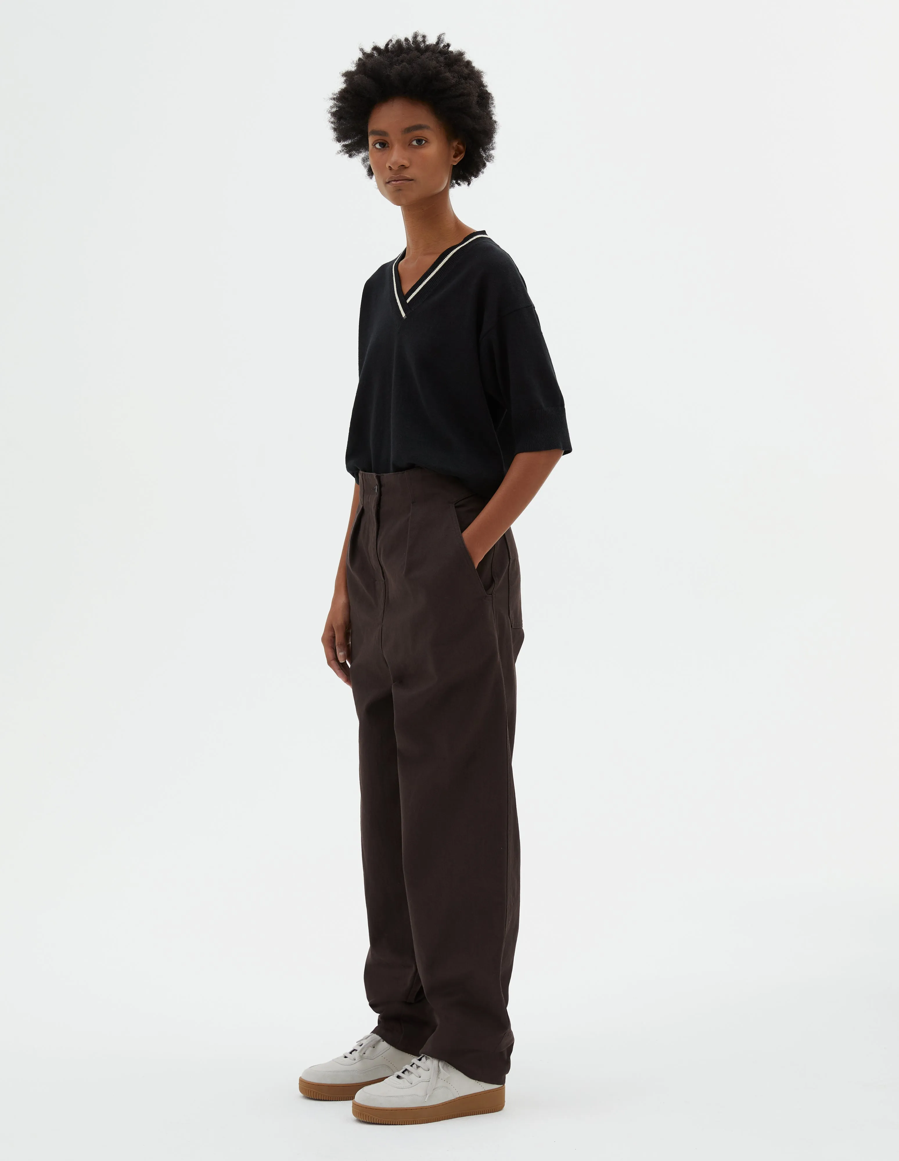 MHL. CINCH BACK TROUSER | SOFT COTTON DRILL | EBONY sold by Margaret Howell product image thumbnail 2