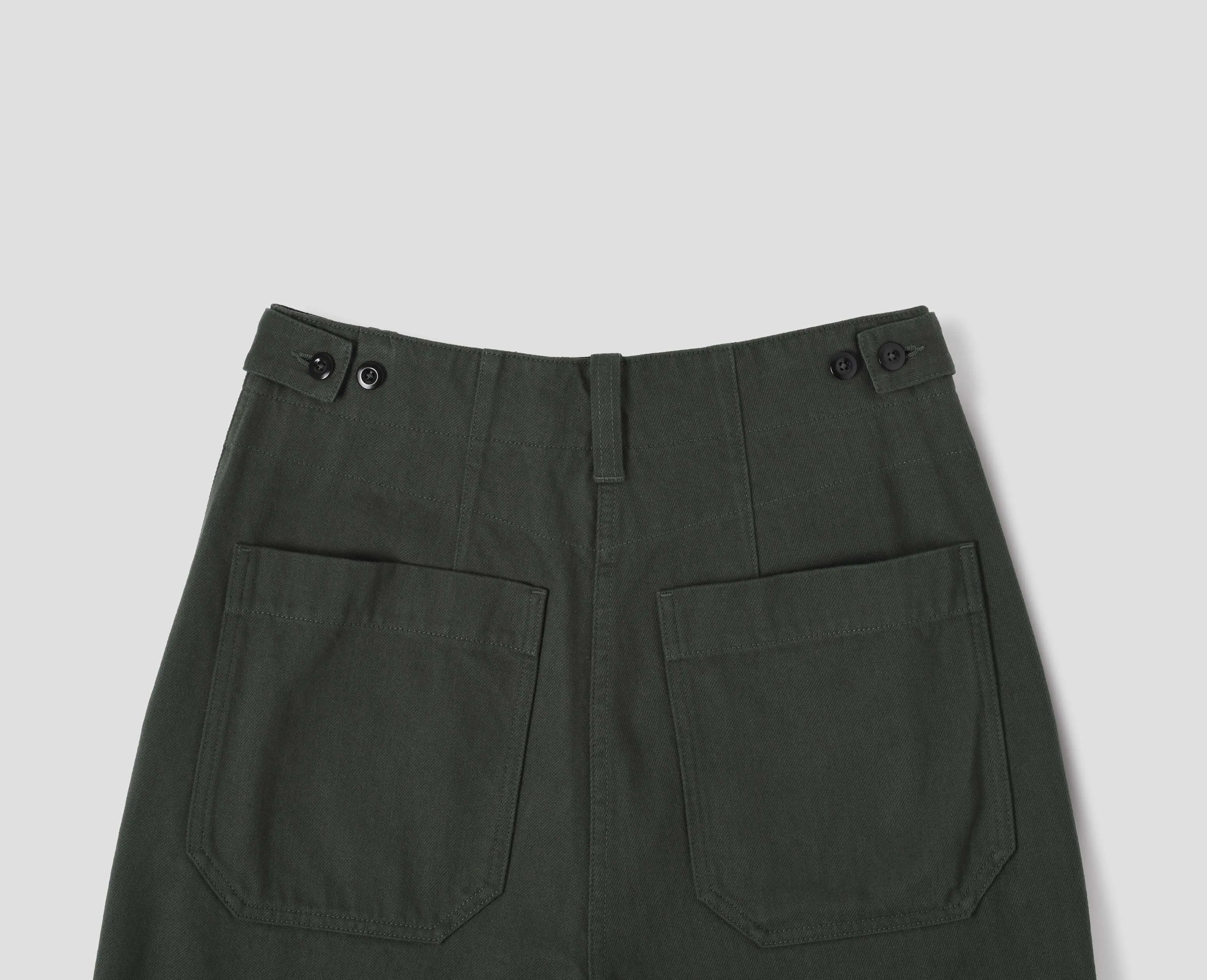 MHL. TAB WAIST TAPERED TROUSER | WORN COTTON DRILL | FOREST sold by Margaret Howell product image thumbnail 5