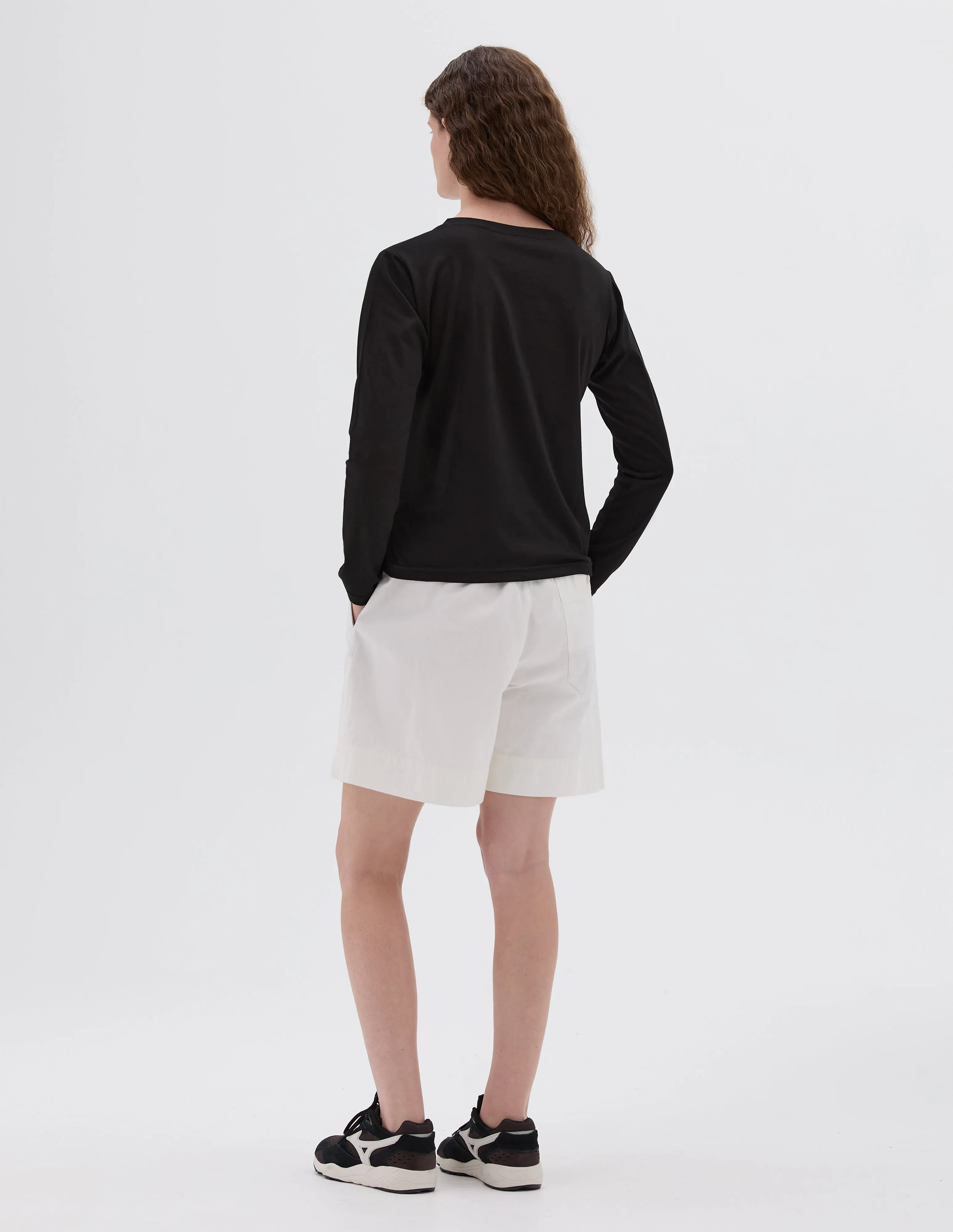 WIDE NECK LONG SLEEVE T SHIRT | FINE COTTON JERSEY | BLACK sold by Margaret Howell product image thumbnail 3