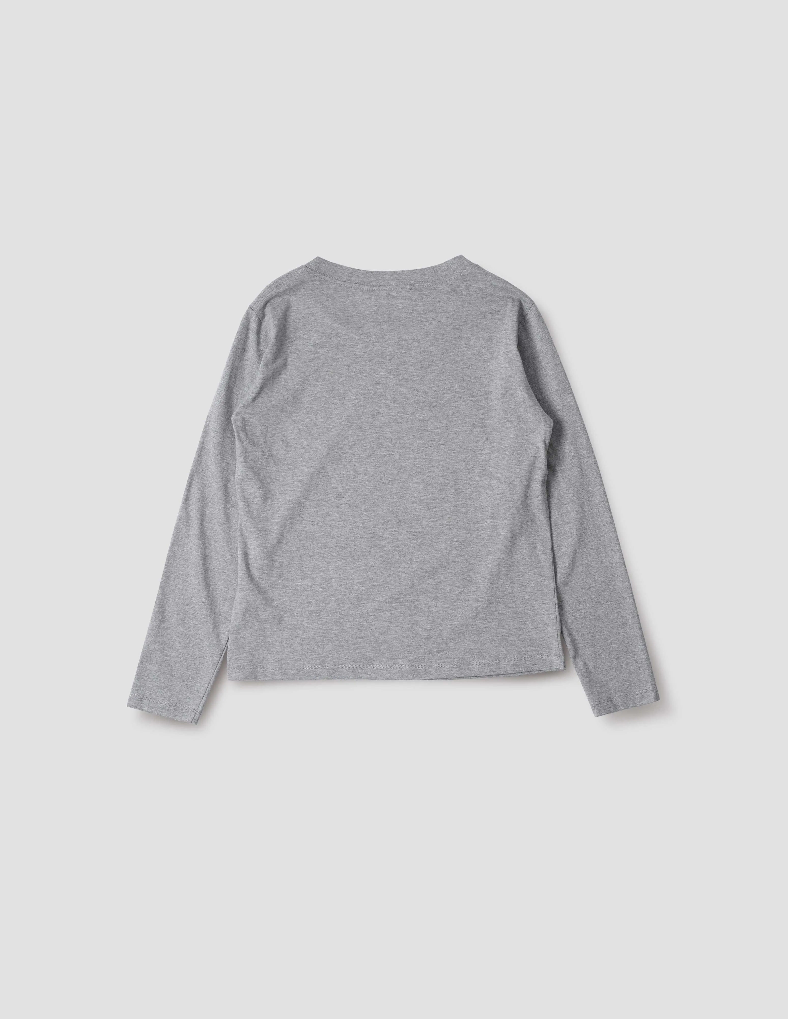 WIDE NECK LONG SLEEVE T SHIRT | FINE COTTON JERSEY | GREY sold by Margaret Howell product image thumbnail 5
