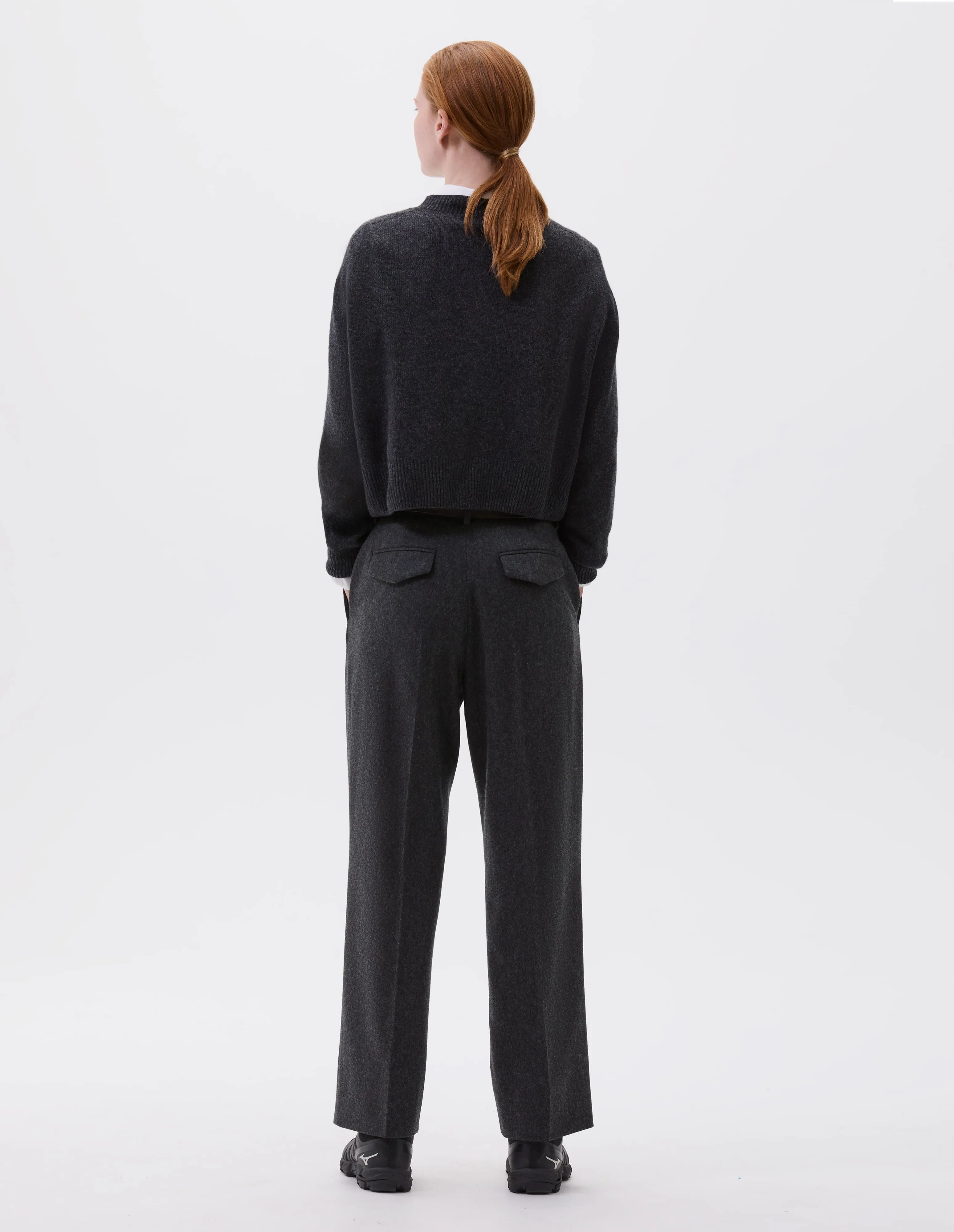 SMALL CREW NECK CARDIGAN | MERINO CASHMERE | STORM GREY sold by Margaret Howell product image thumbnail 3