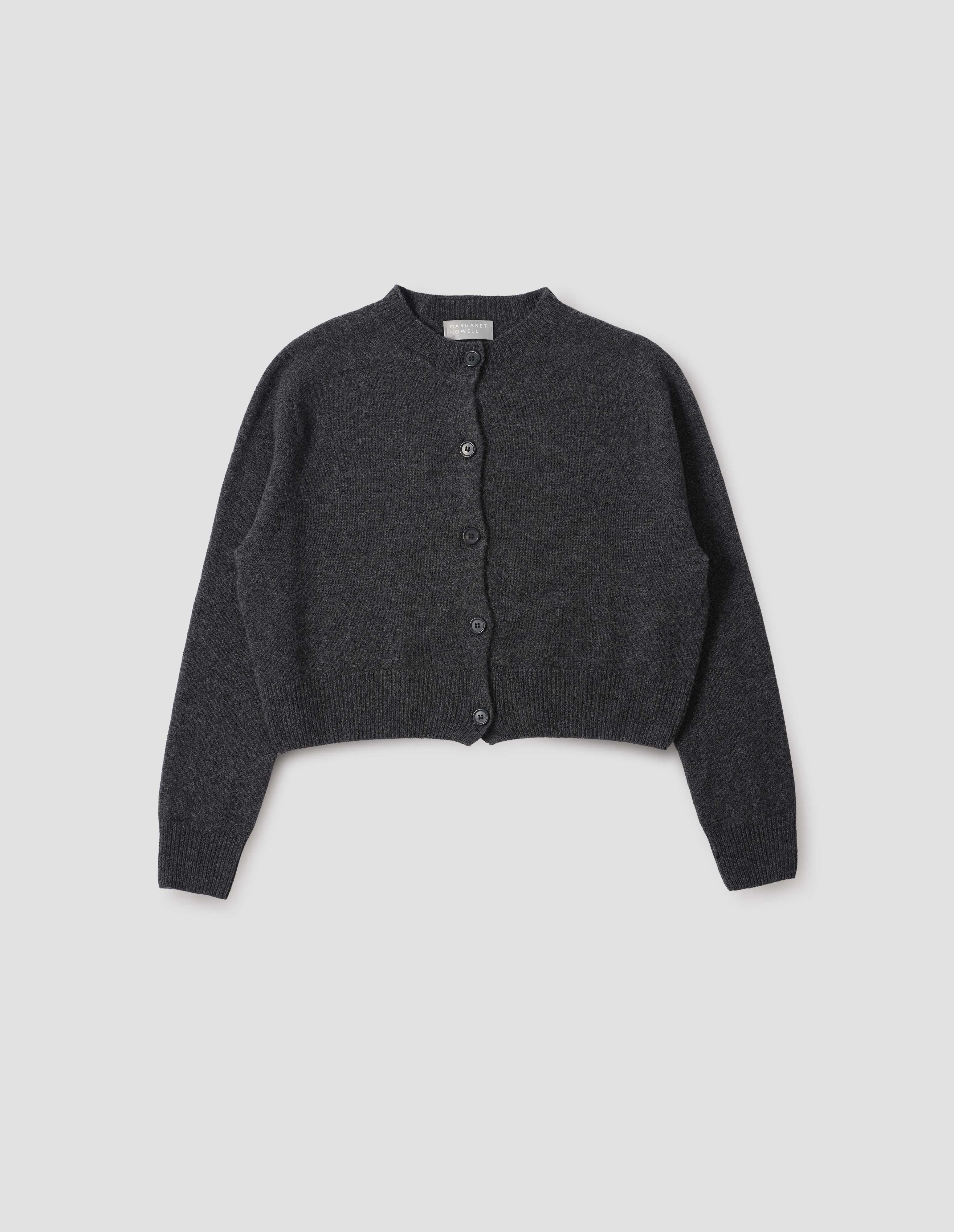 SMALL CREW NECK CARDIGAN | MERINO CASHMERE | STORM GREY sold by Margaret Howell product image thumbnail 4