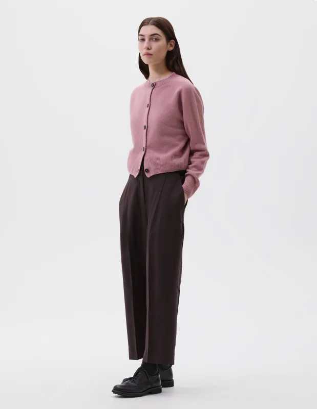 PLEATED FRONT CROPPED TROUSERS | LIGHT FLANNEL | EBONY sold by Margaret Howell