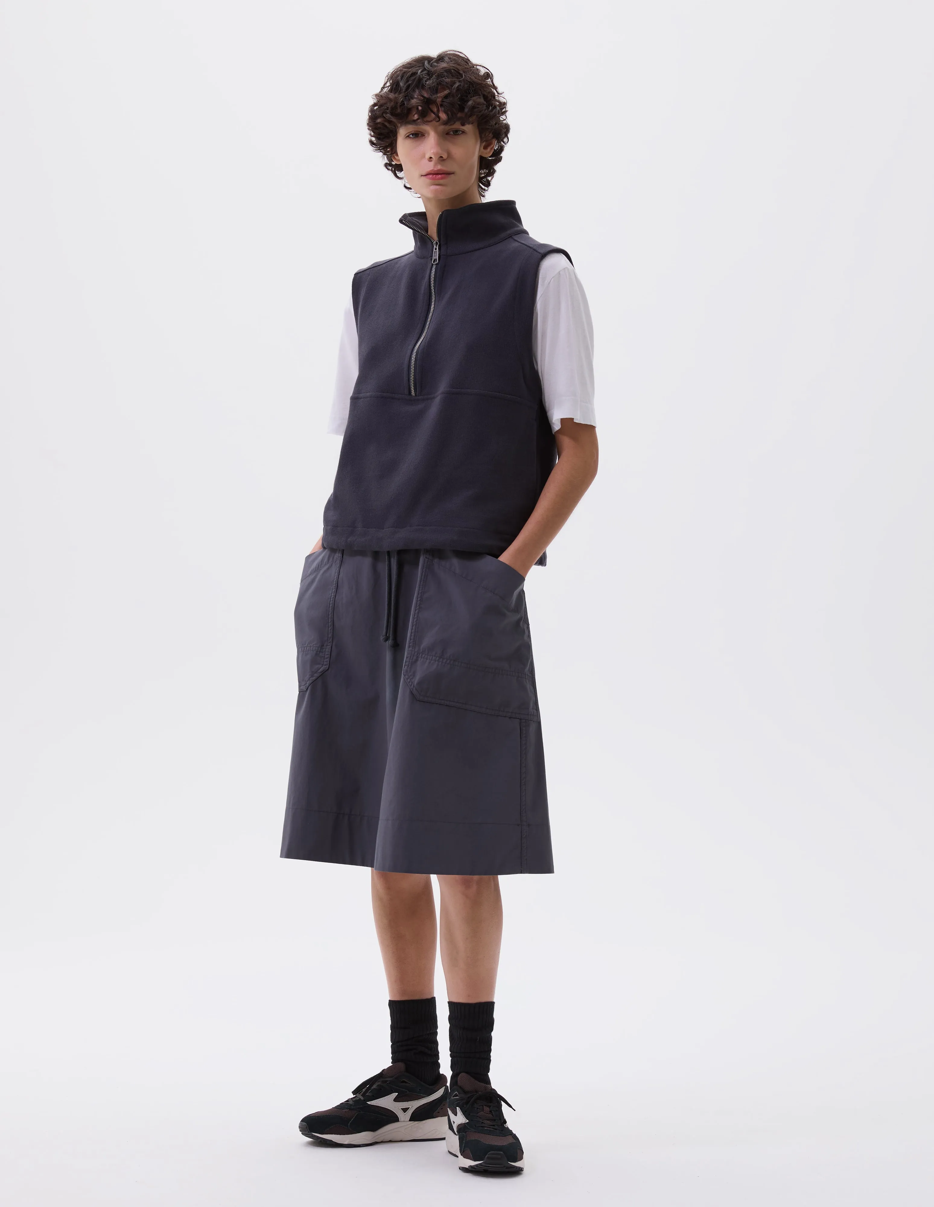 MHL. SLEEVELESS TRACK TOP | LIGHTWEIGHT LOOPBACK | INK sold by Margaret Howell product image thumbnail 2