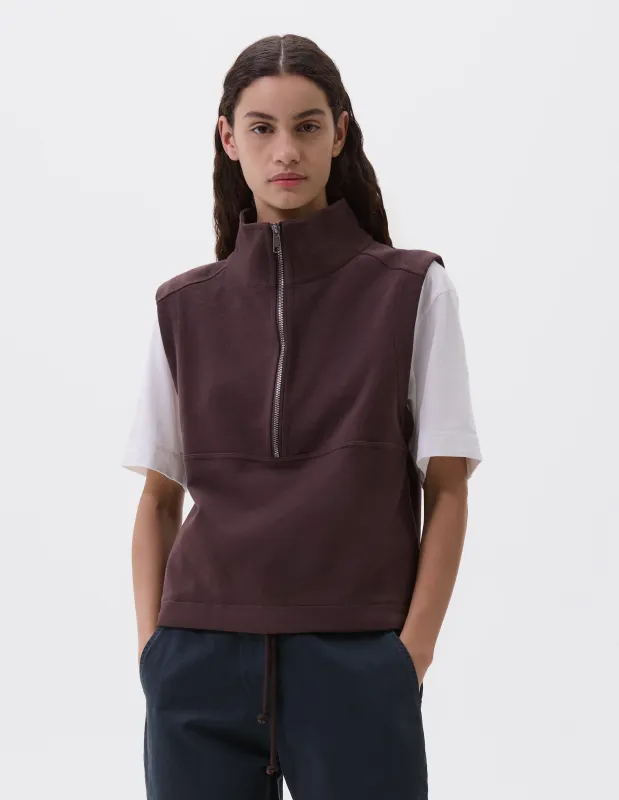 MHL. SLEEVELESS TRACK TOP | LIGHTWEIGHT LOOPBACK | MAHOGANY sold by Margaret Howell