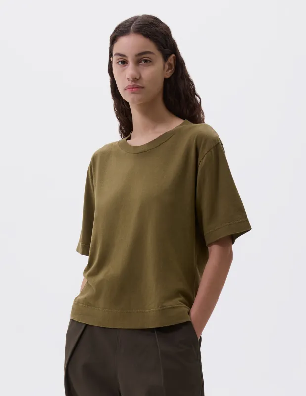 MHL. SIMPLE T SHIRT | ORGANIC COTTON LINEN JERSEY | MOSS sold by Margaret Howell